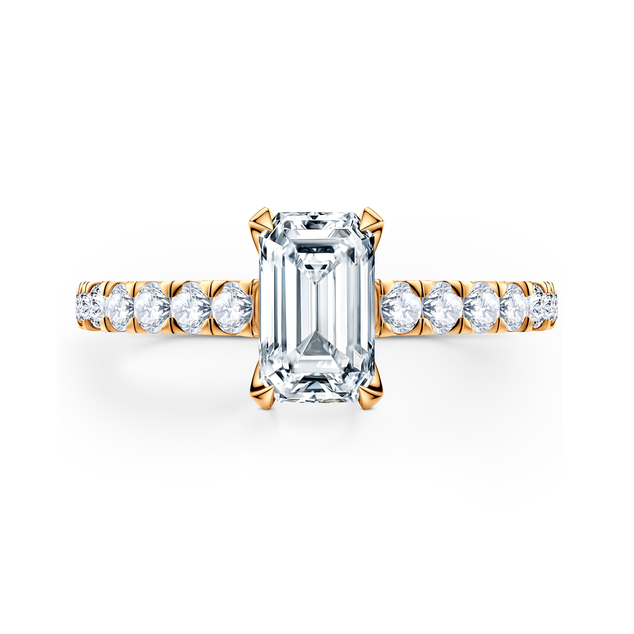 Pierścionek zaręczynowy Share Your Love: złoty, diament w szlifie szmaragdowym