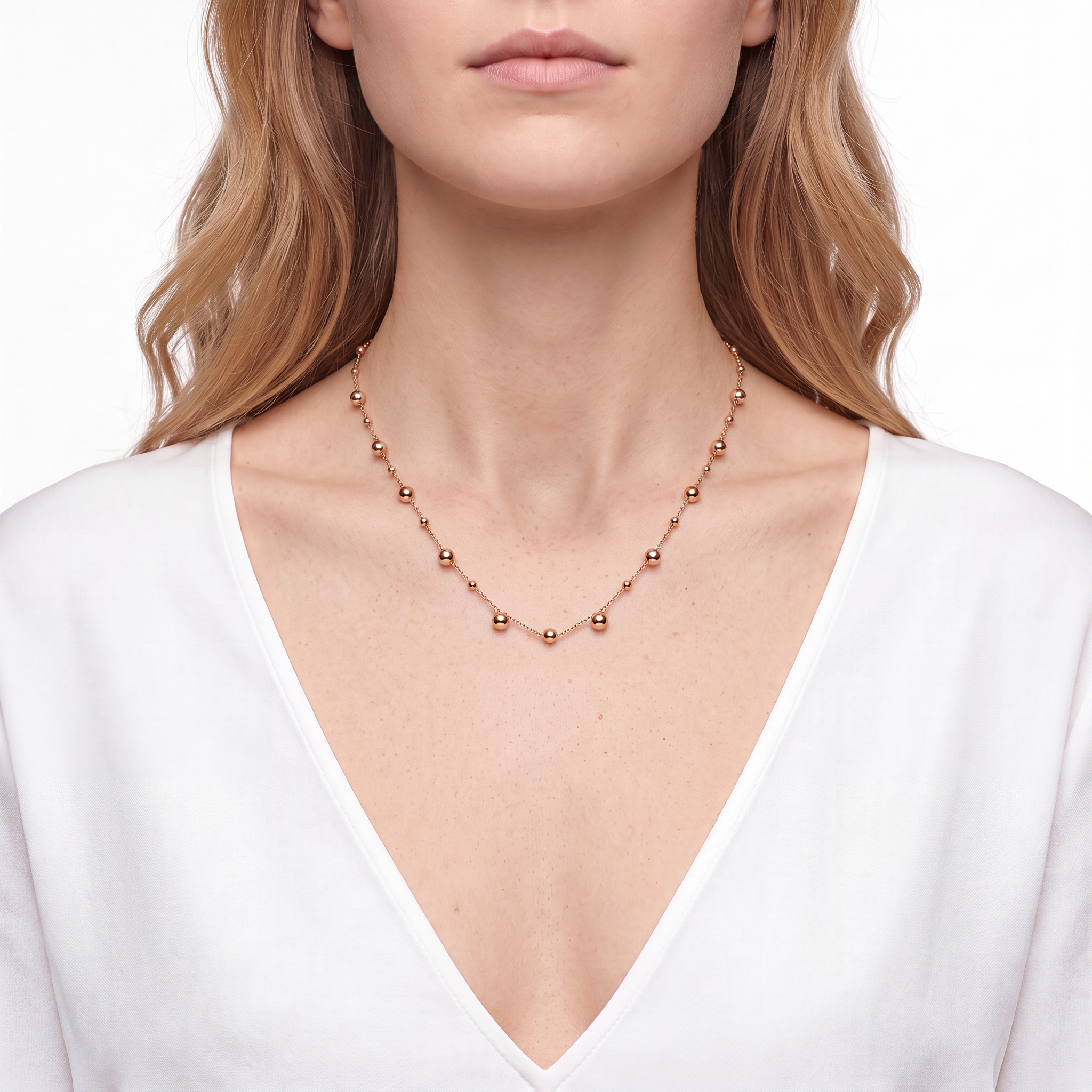 Gold bead necklace 14K 45 cm - 4