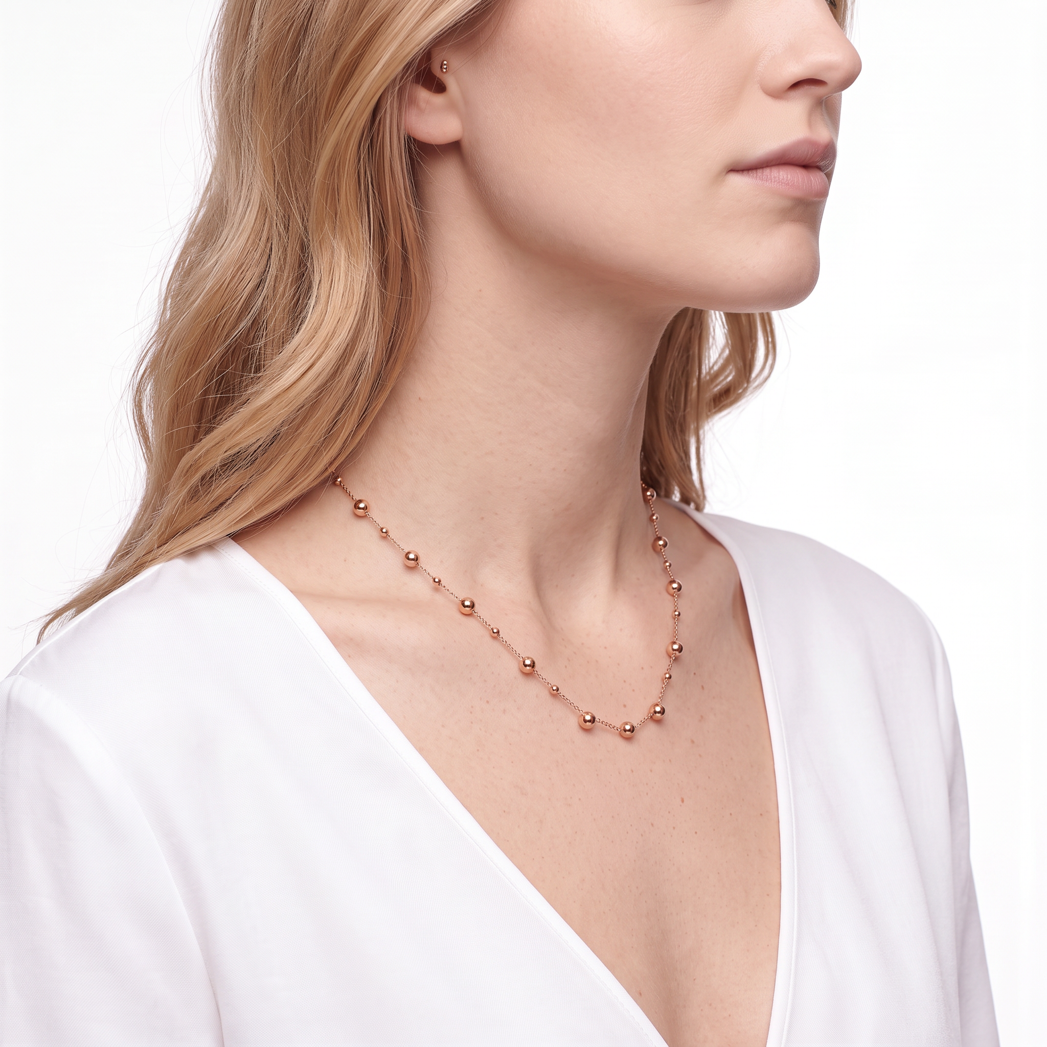 Gold bead necklace 14K 45 cm - 7