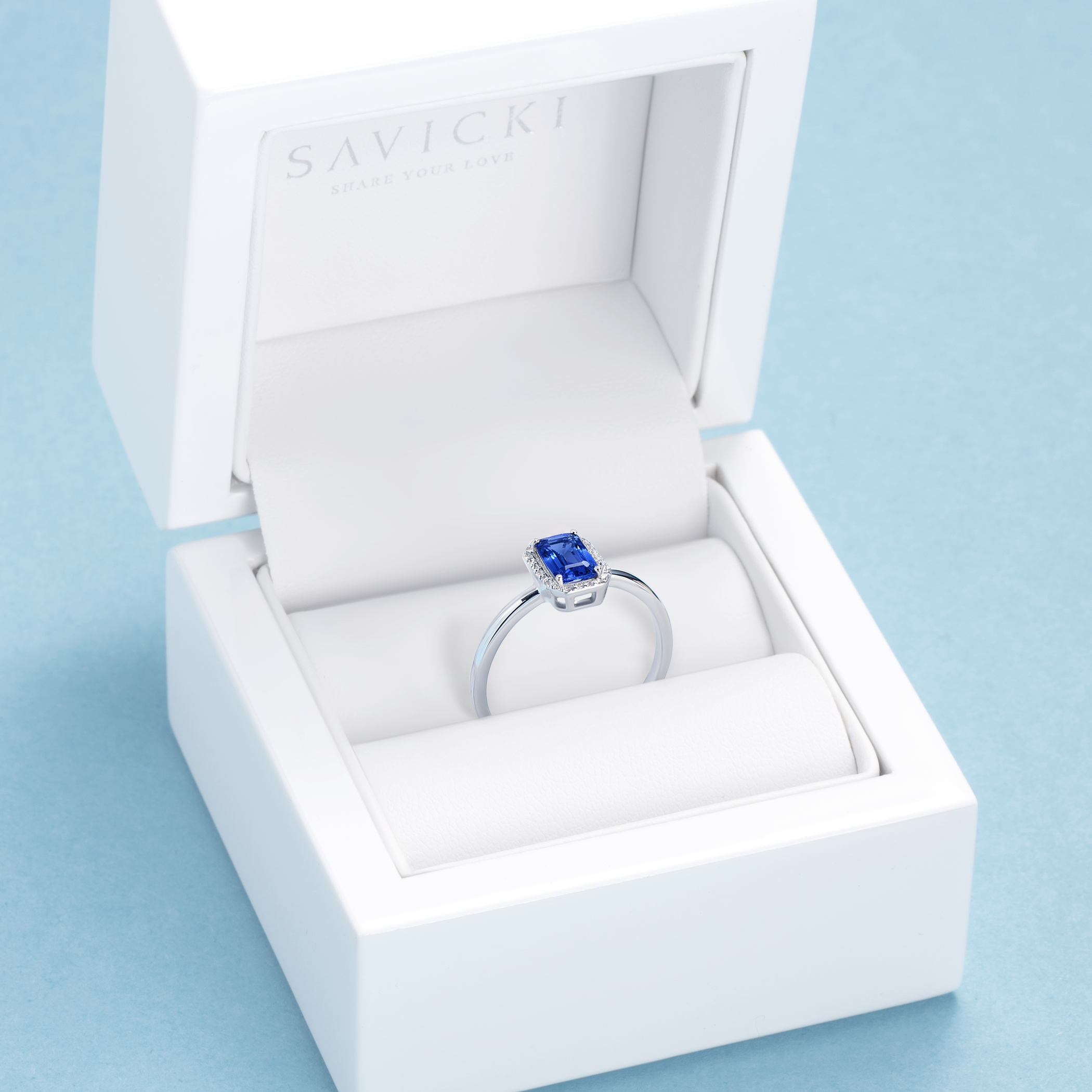 SAVICKI engagement ring: white gold, blue sapphire - 6