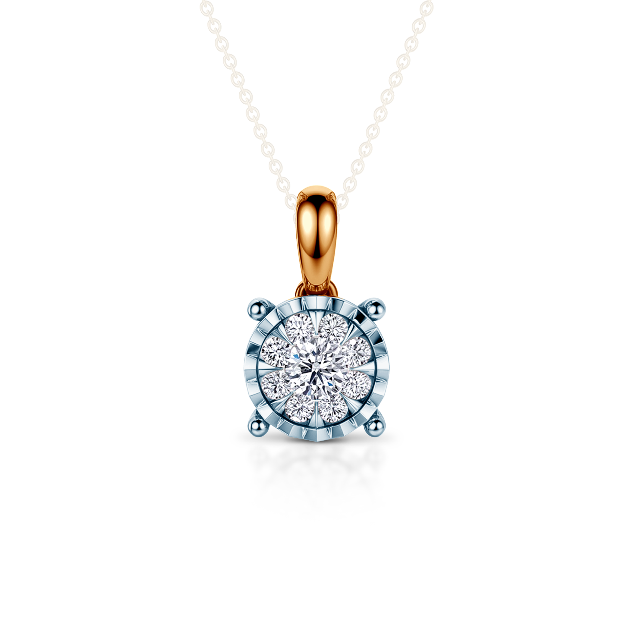 Zawieszka Cérémonie z dwukolorowego złota 585 z białymi diamentami 