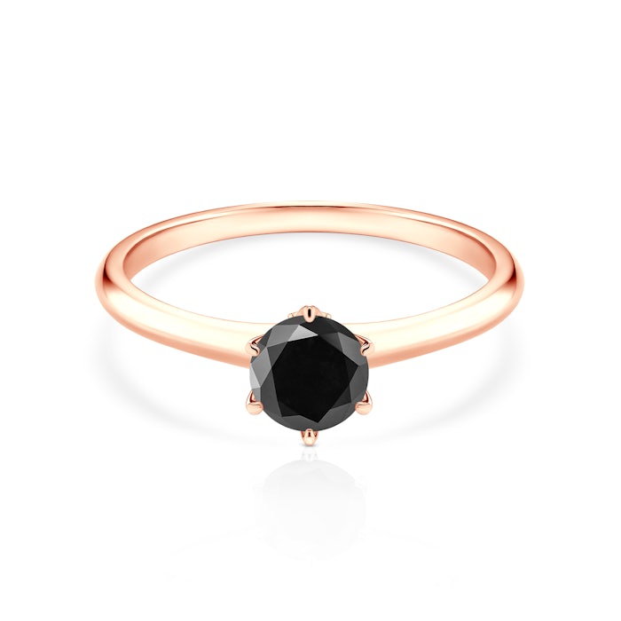 The Journey Collection | Solitaire Engagement Ring: pink colour gold, black diamond