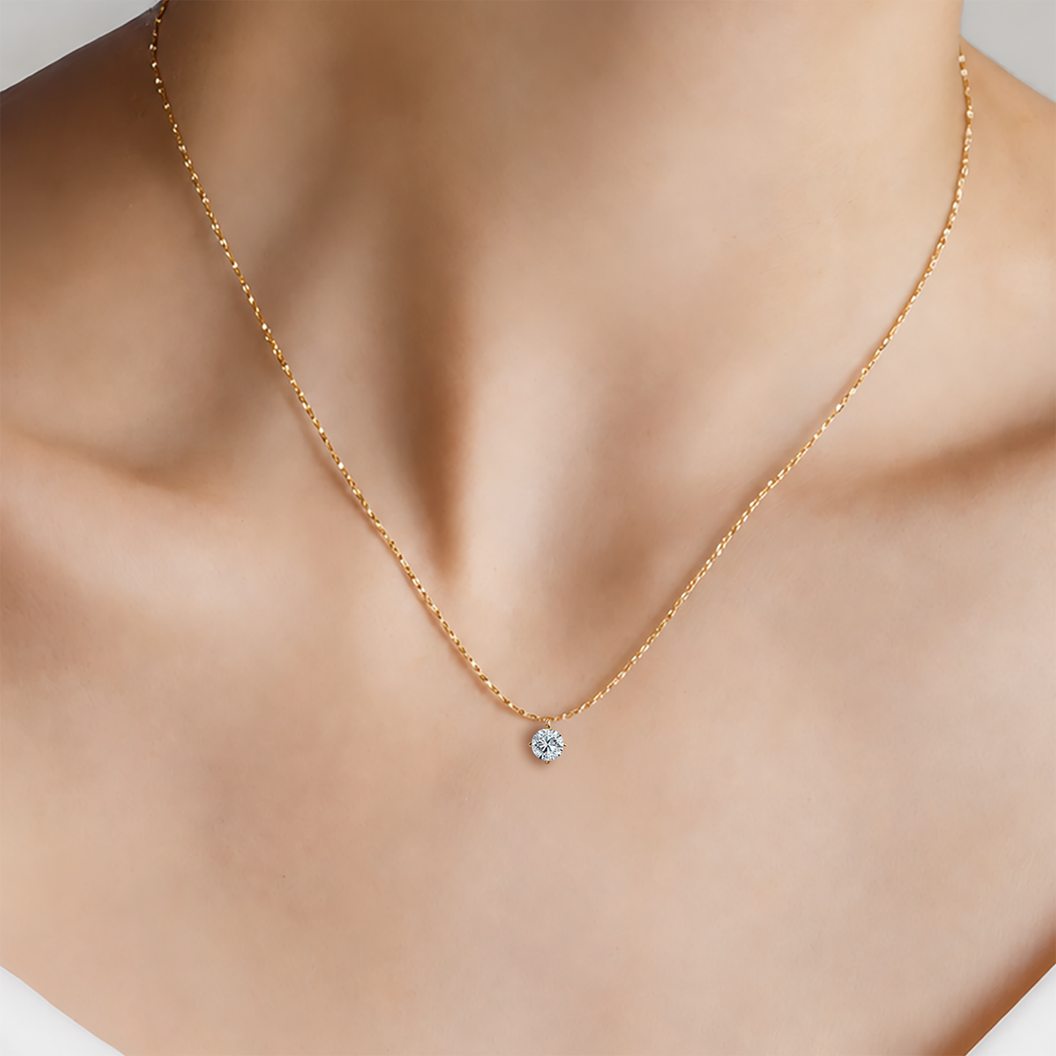 Naszyjnik złoty 585 z białym diamentem 0.25ct 42 cm - 5