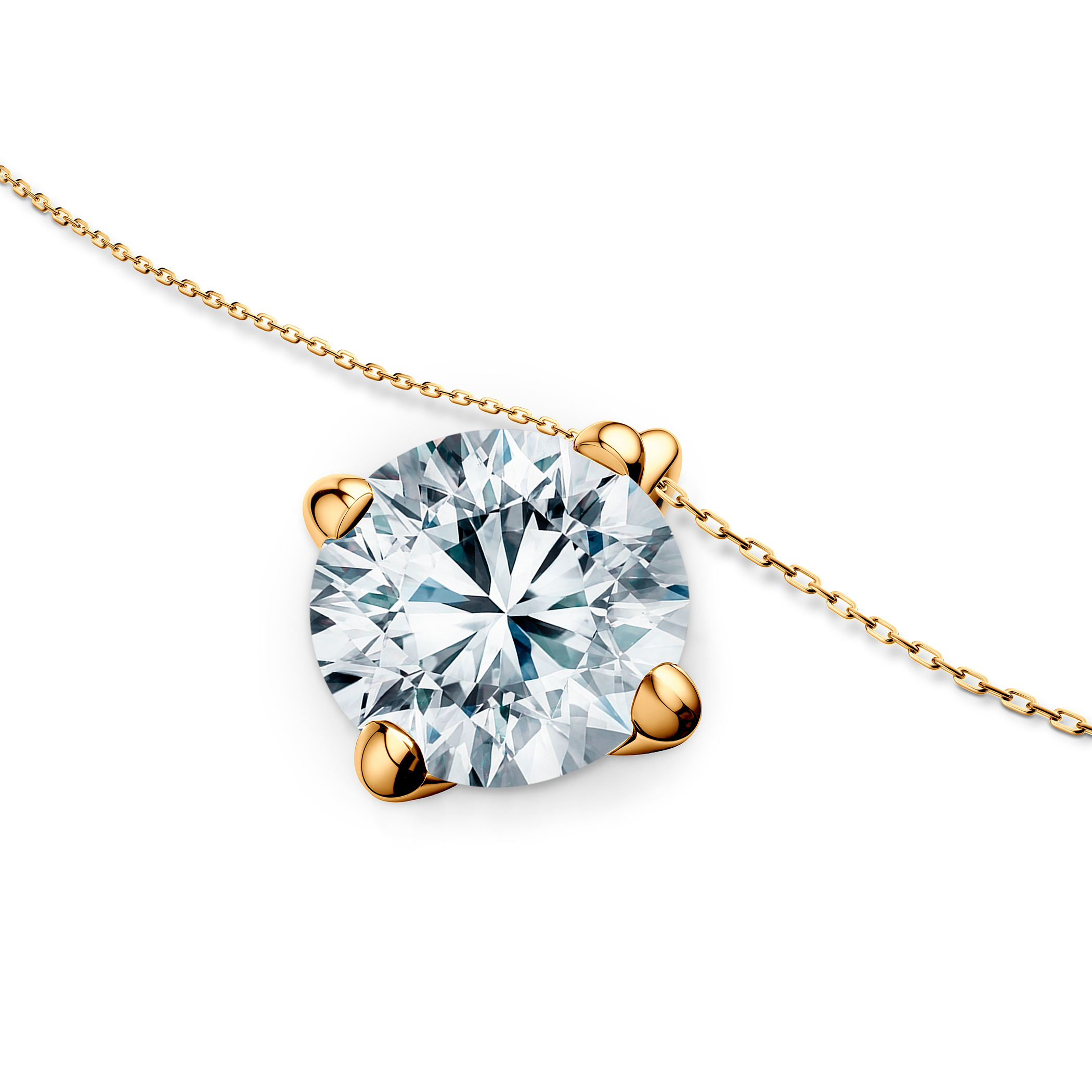 14K gold necklace with 1ct lab-grown white diamond 42 cm - 3