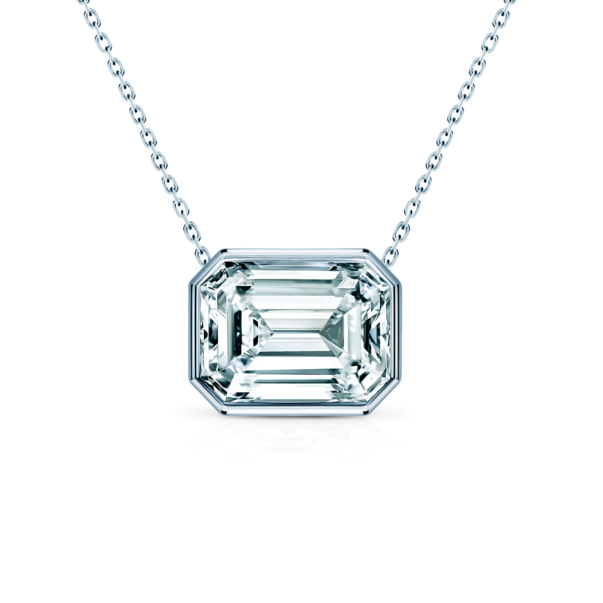 Naszyjnik z białego złota 585 z białym diamentem 0.08ct 42 cm