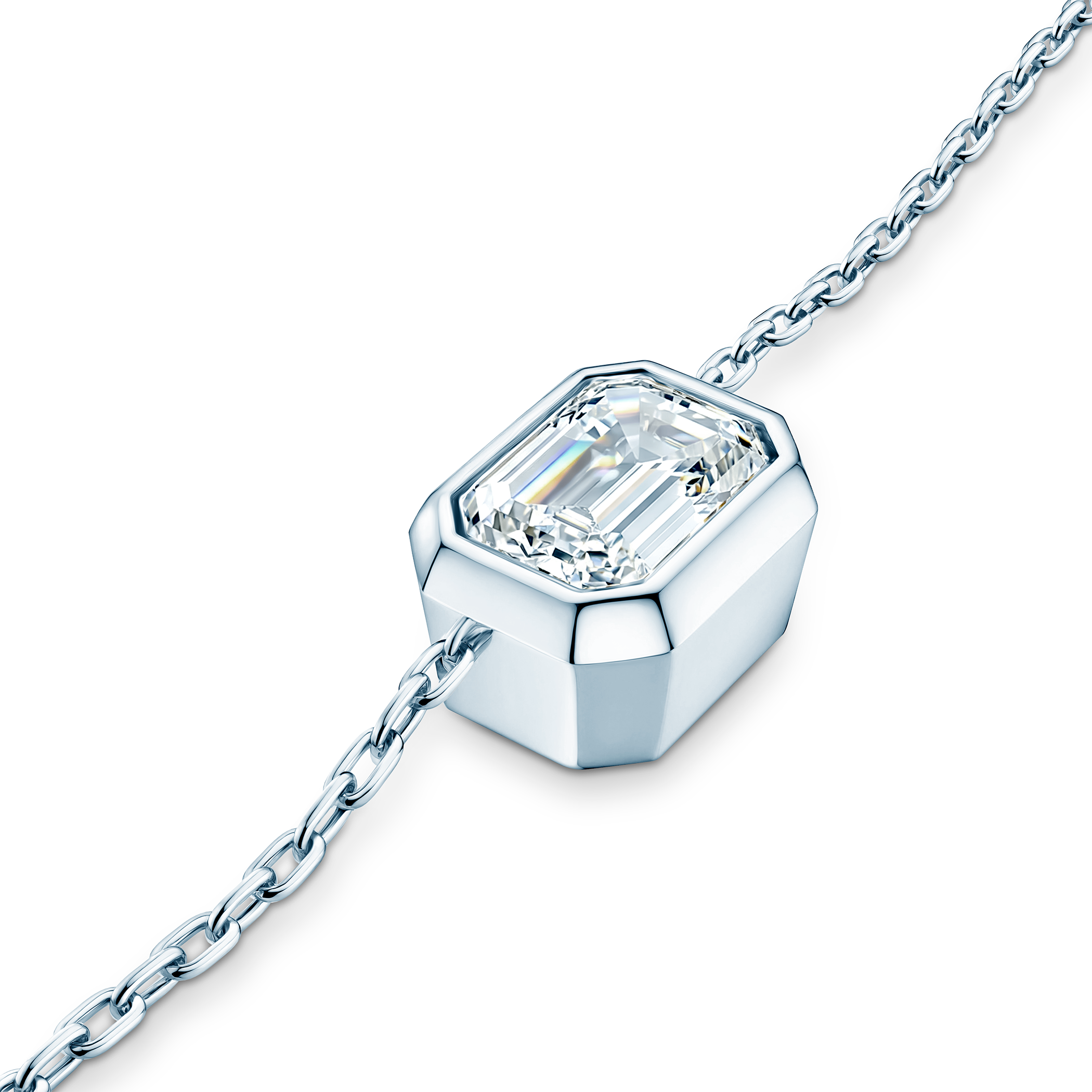 Naszyjnik z białego złota 585 z białym diamentem 0.08ct 42 cm - 3