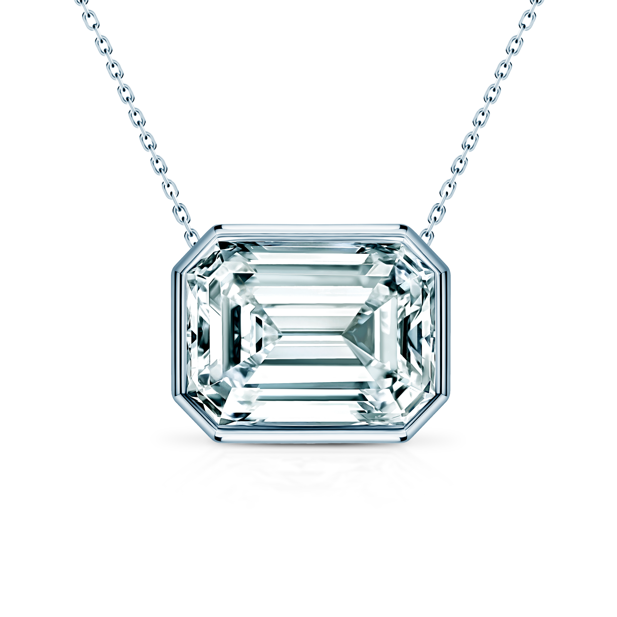 Naszyjnik z białego złota 585 z białym diamentem laboratoryjnym 1ct 42 cm