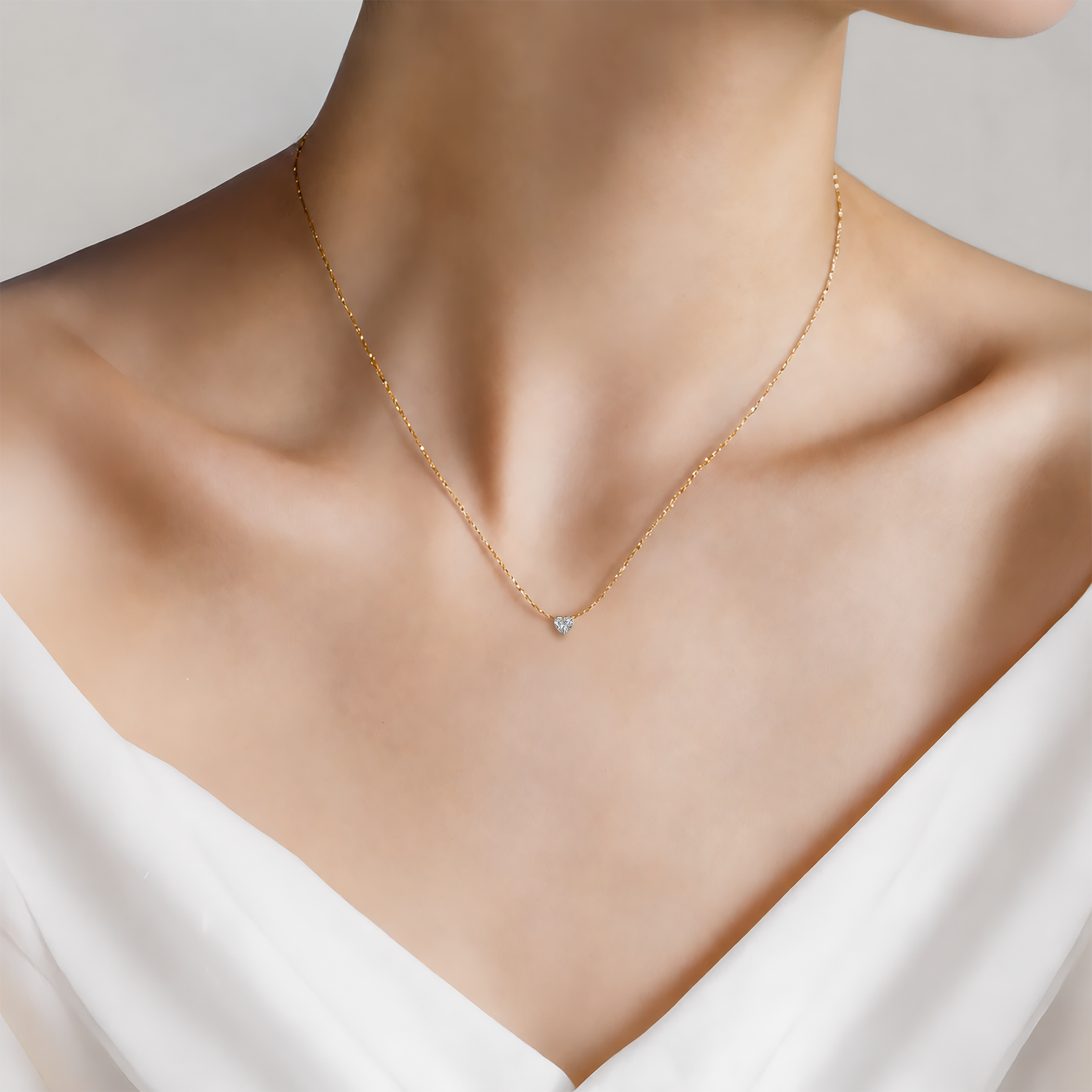 Naszyjnik złoty 585 z białym diamentem 0.08ct 42 cm - 4