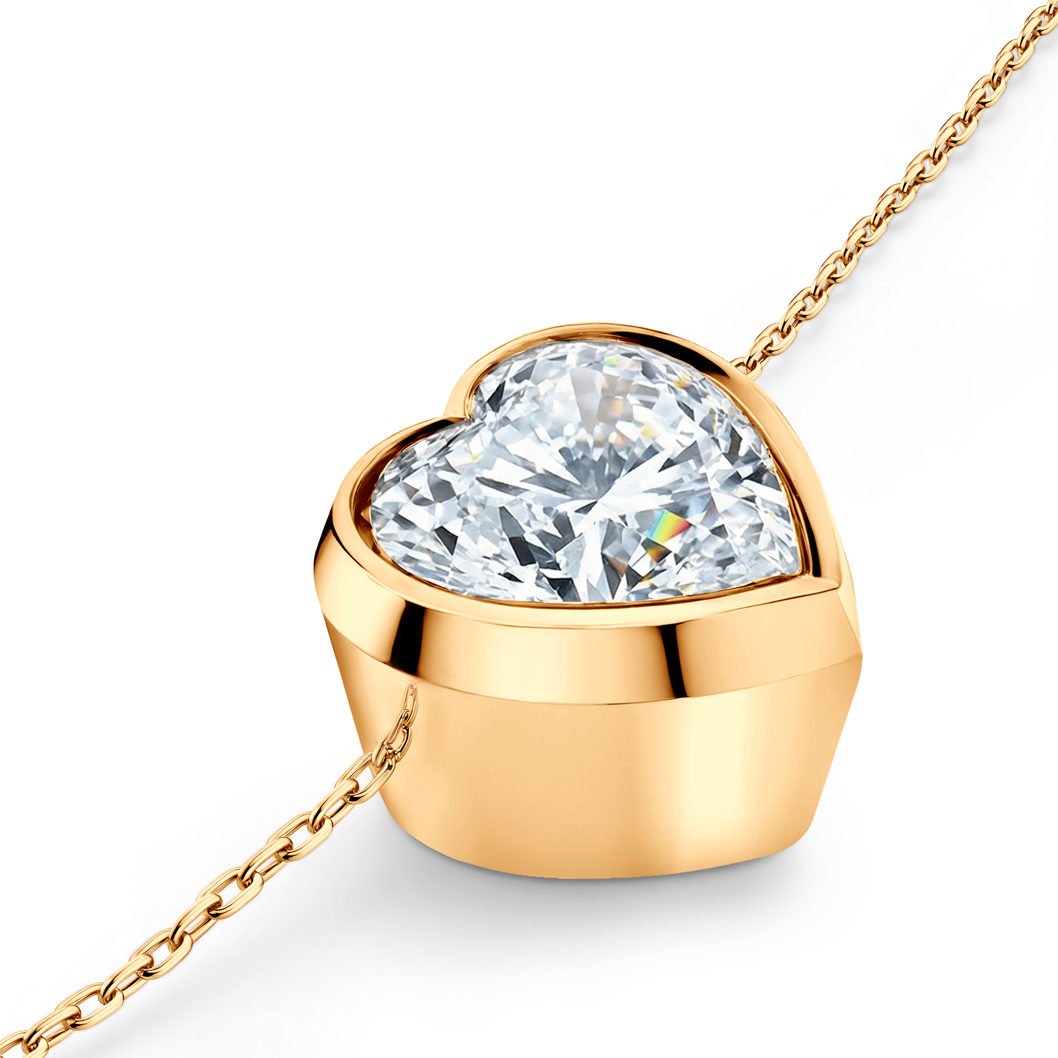 14K gold necklace with 1ct lab-grown white diamond 42 cm - 3