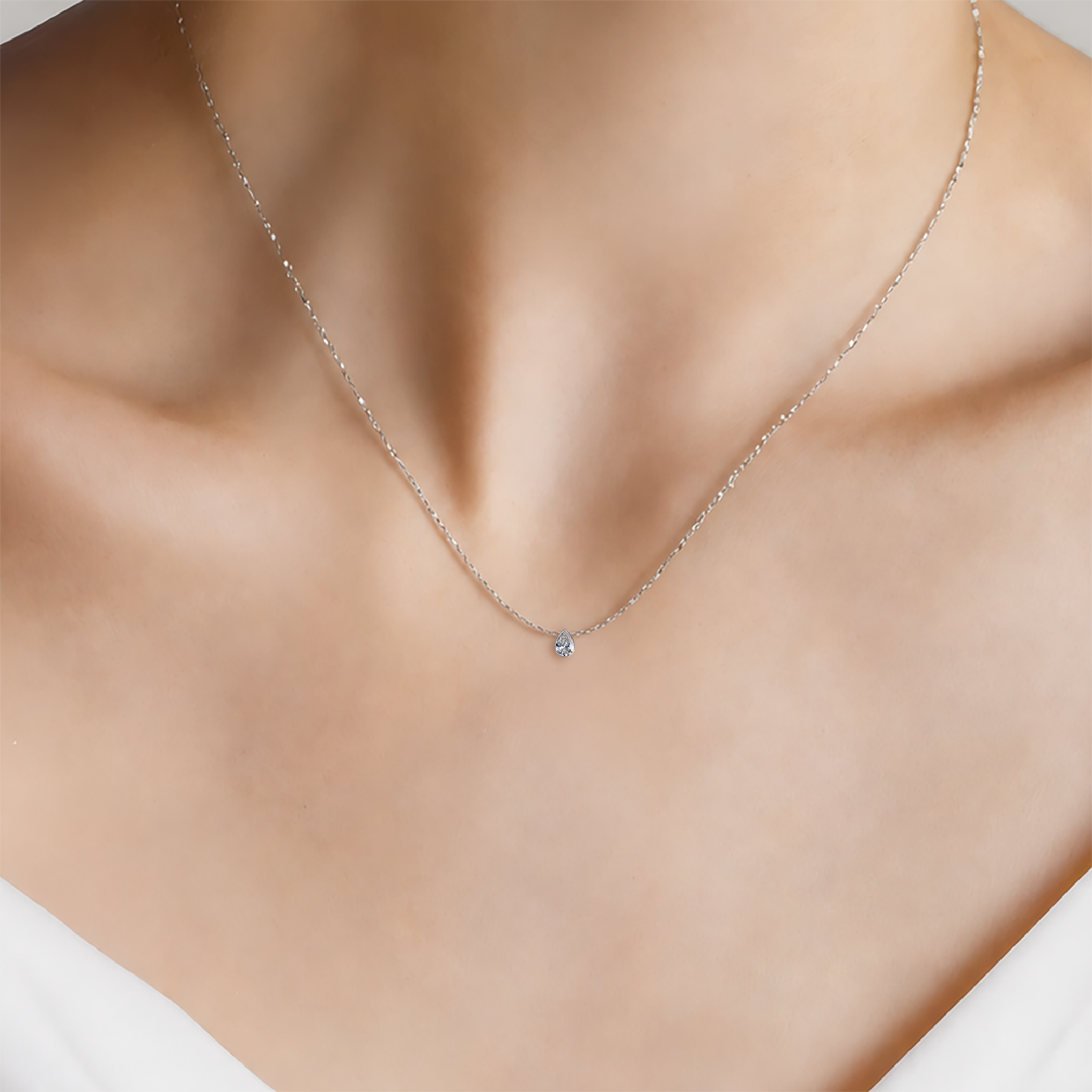 Naszyjnik złoty 585 z białym diamentem 0.08ct 42 cm - 5