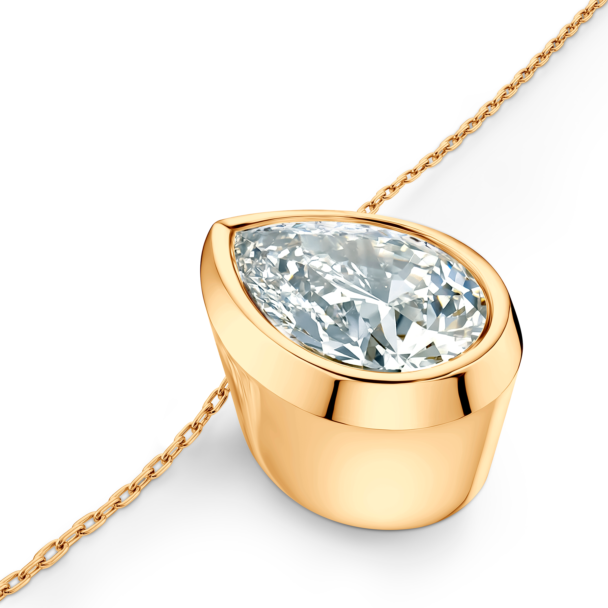 14K gold necklace with 1ct lab-grown white diamond 42 cm - 3