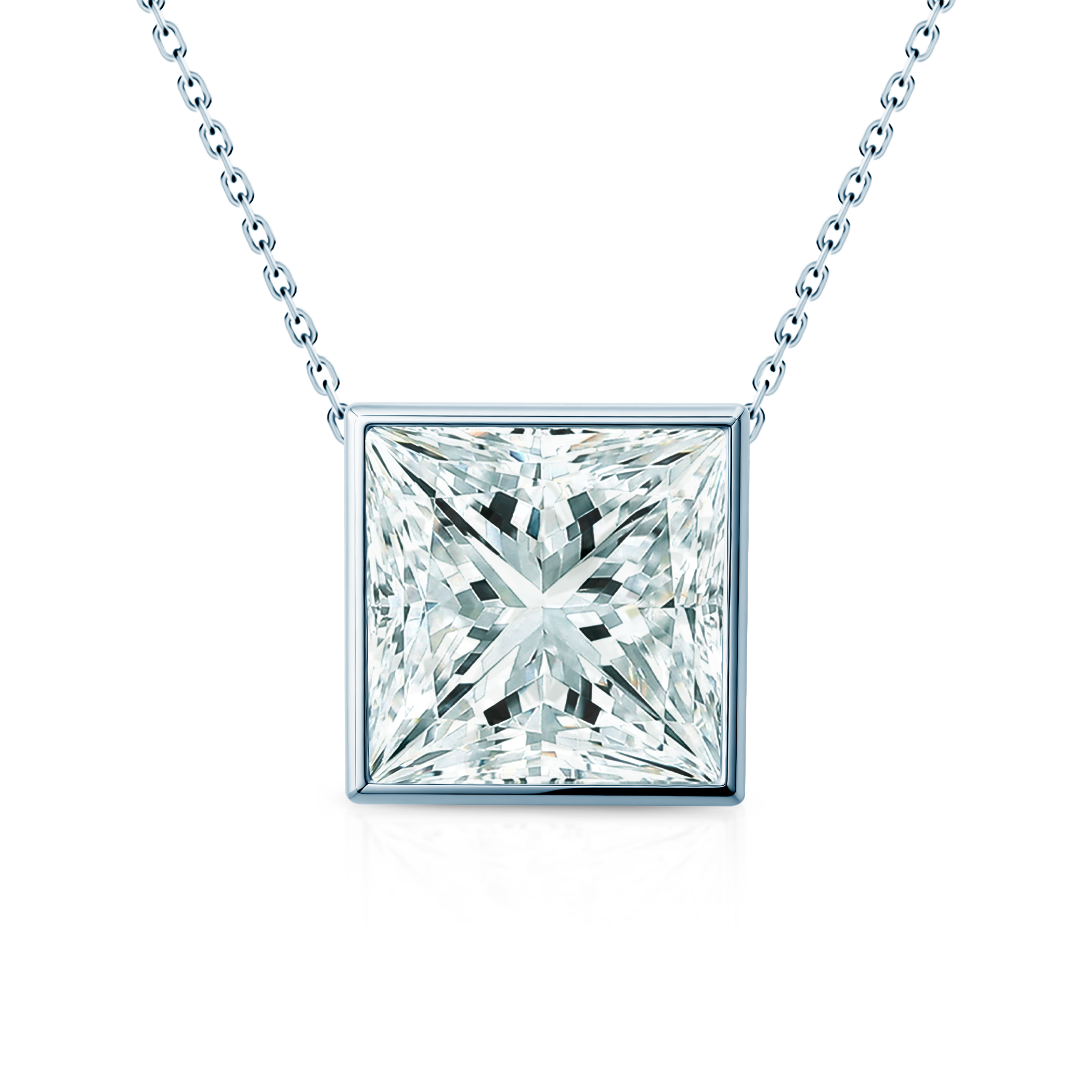 Naszyjnik z białego złota 585 z białym diamentem laboratoryjnym 1ct 42 cm