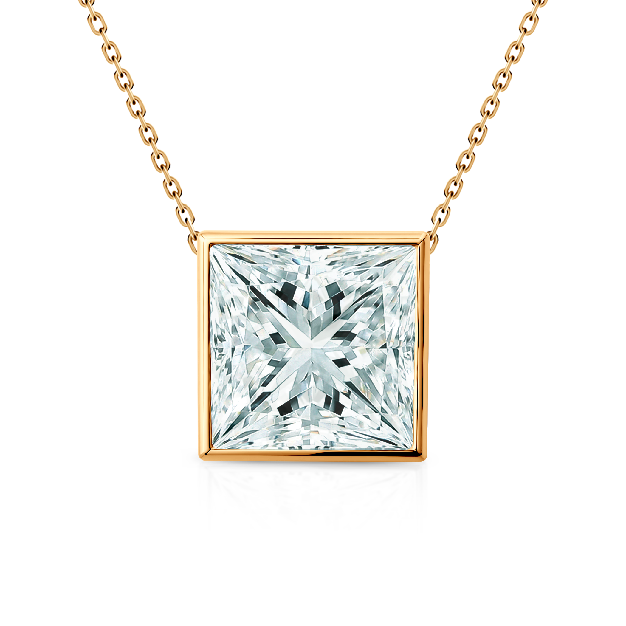 Naszyjnik złoty 585 z białym diamentem laboratoryjnym 1ct 42 cm
