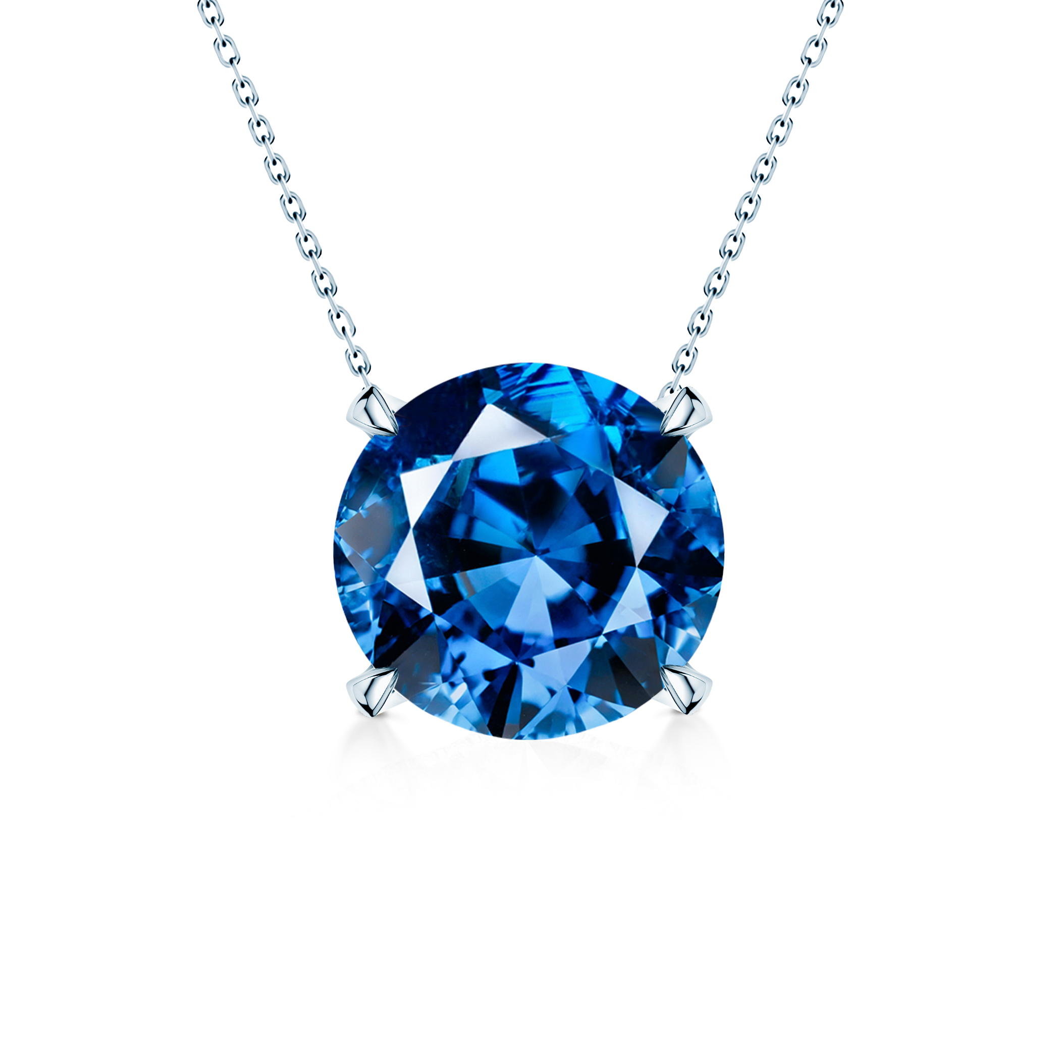 Naszyjnik Share Your Love z białego złota 585 z niebieskim diamentem laboratoryjnym 0.5ct 