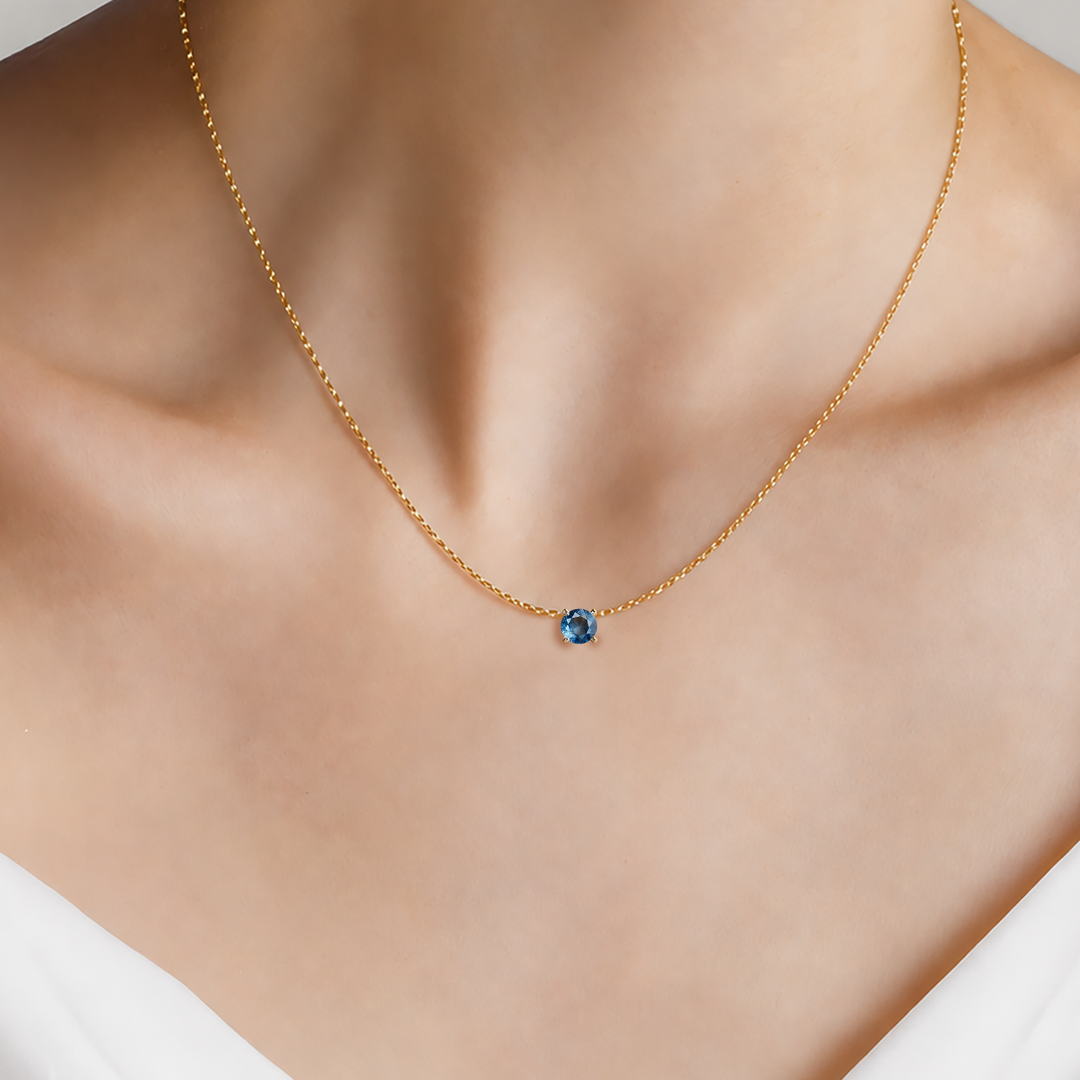 Naszyjnik Share Your Love ze złota 585 z niebieskim diamentem laboratoryjnym 0.5ct - 4
