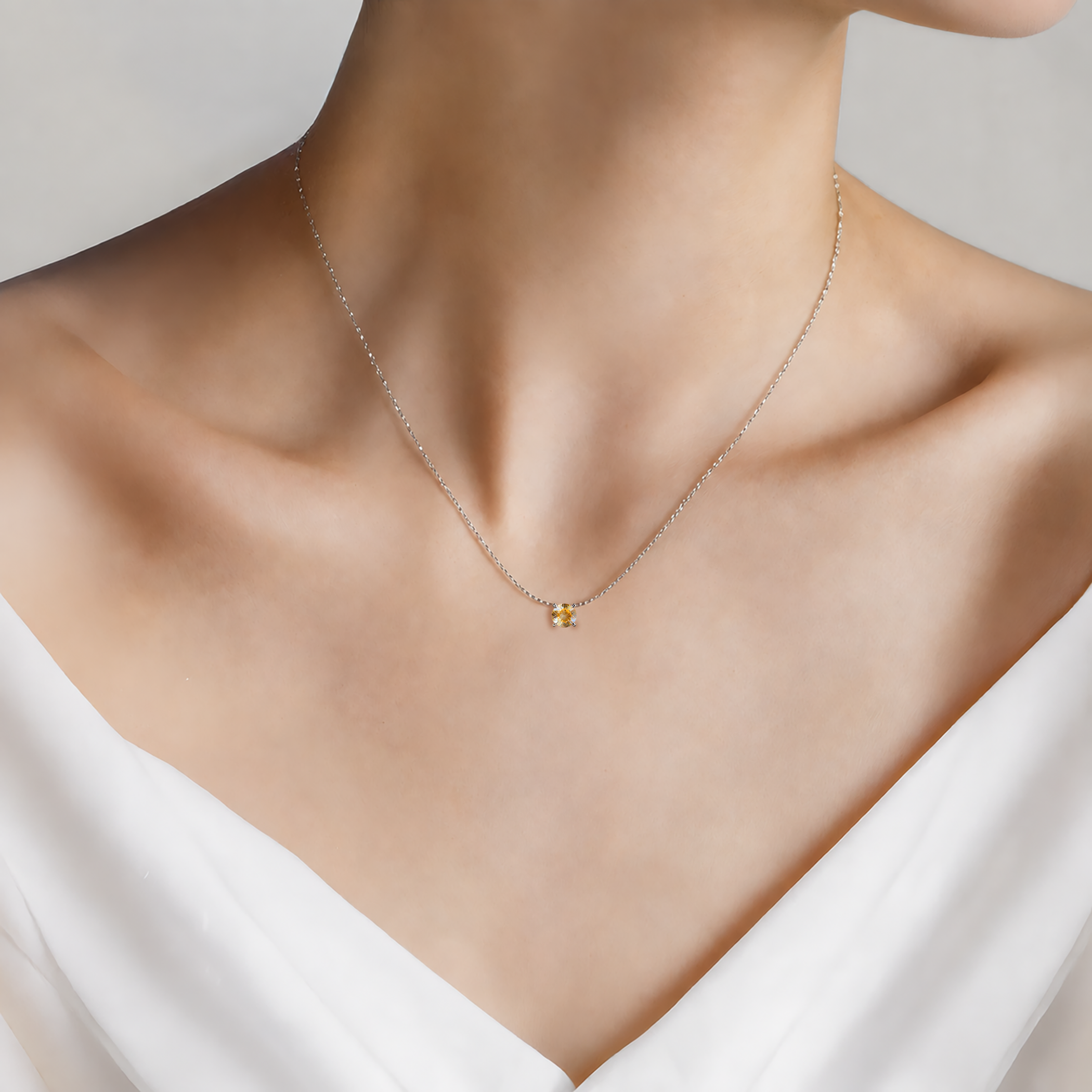 Naszyjnik Share Your Love z białego złota 585 z żółtym diamentem laboratoryjnym 0.5ct  - 3