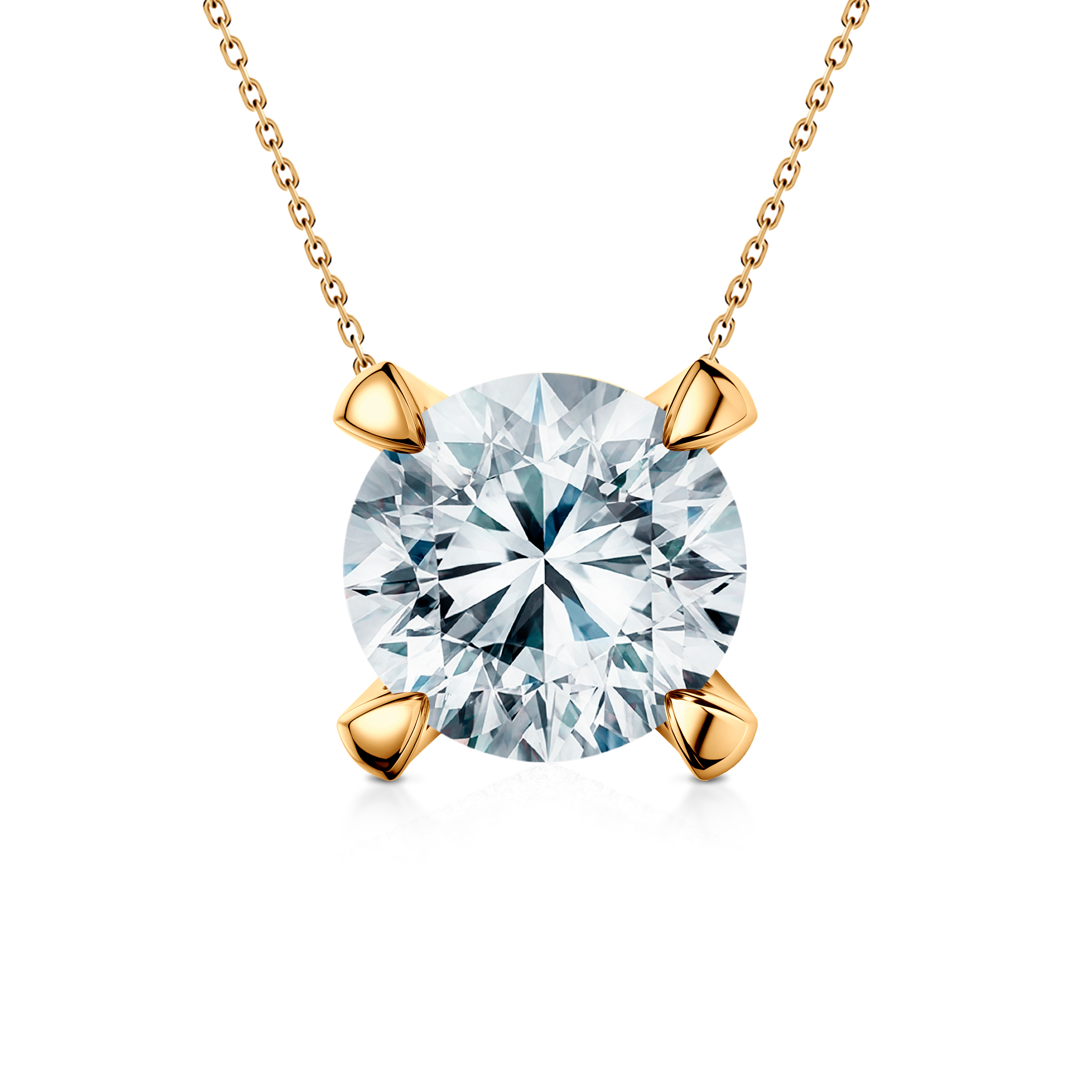Naszyjnik złoty 585 z białym diamentem laboratoryjnym 0.5ct 45cm
