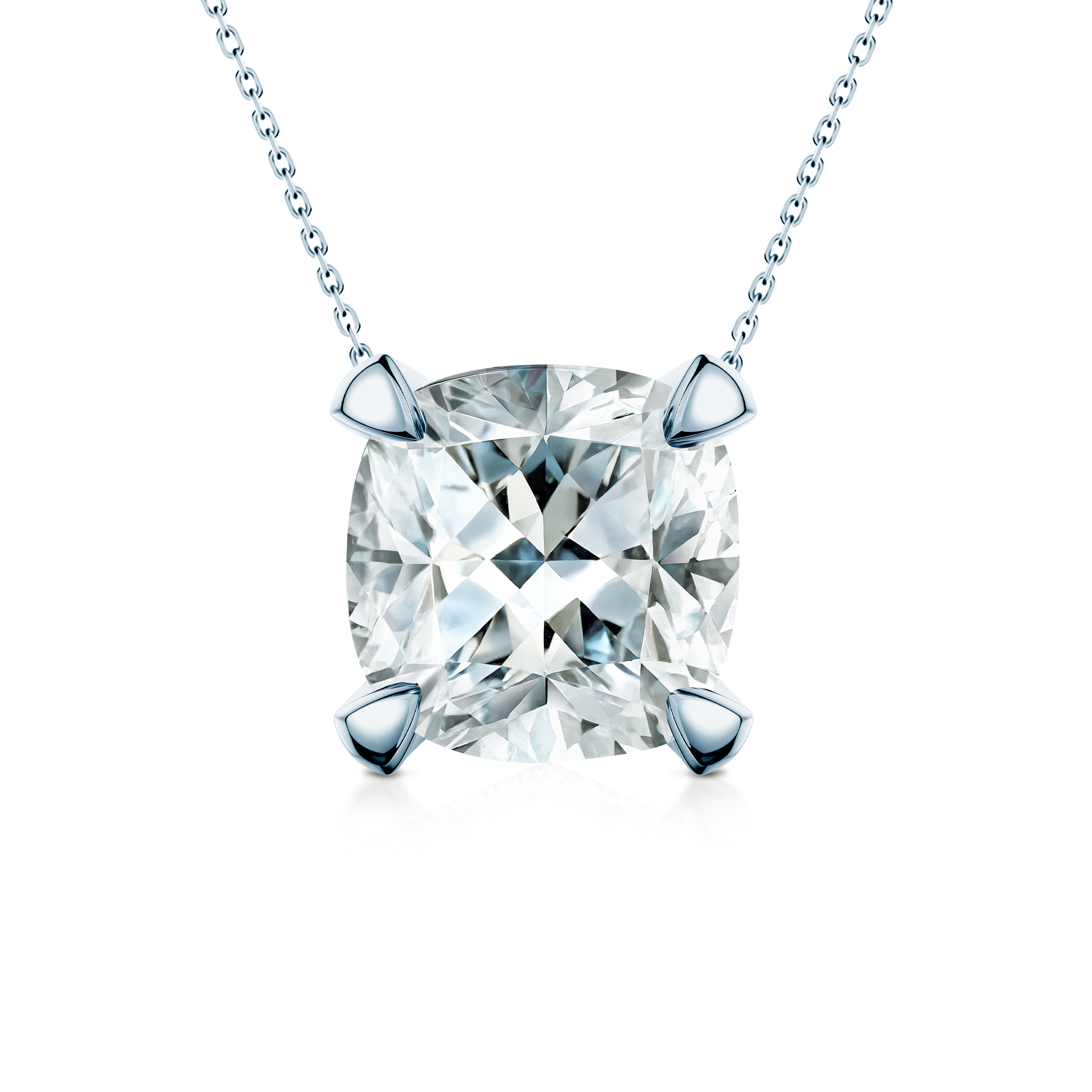 Naszyjnik z białego złota 585 z białym diamentem laboratoryjnym 0.5ct w szlifie poduszkowym 48 cm