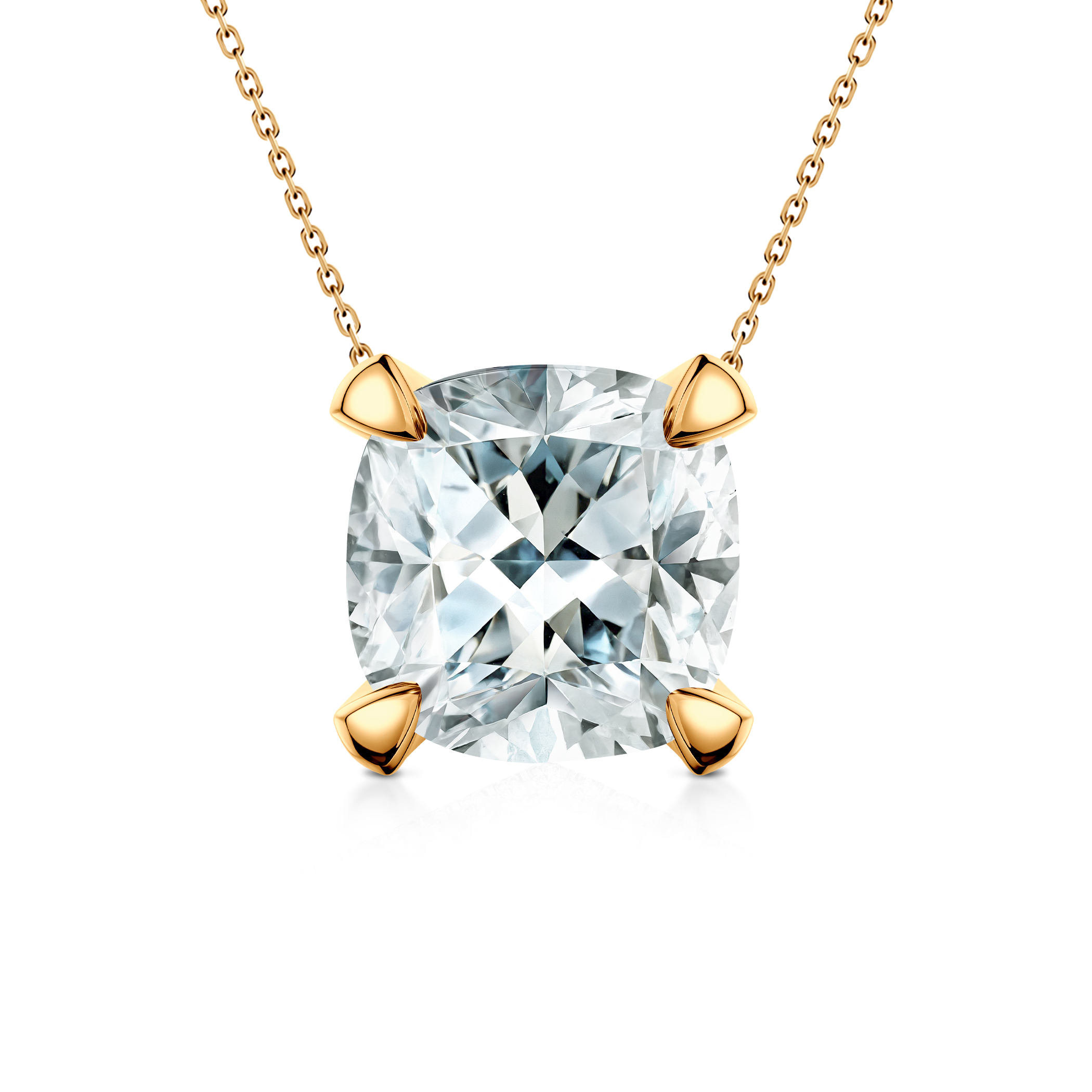 Naszyjnik złoty 585 z białym diamentem laboratoryjnym 0.5ct w szlifie poduszkowym 48 cm