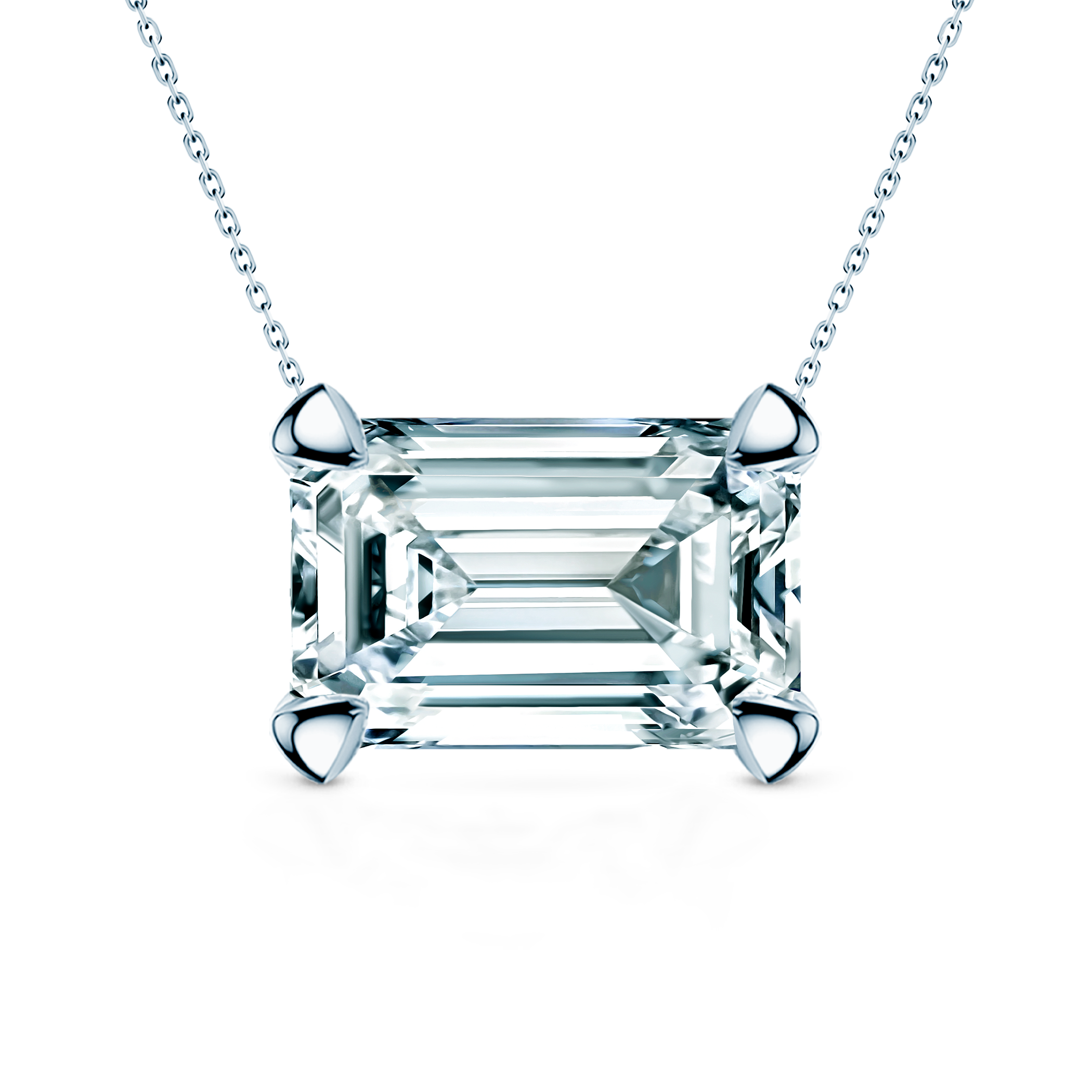 Ogrlica od bijelog zlata 585 s laboratorijskim bijelim dijamantom 0.5ct smaragdni brus 48 cm