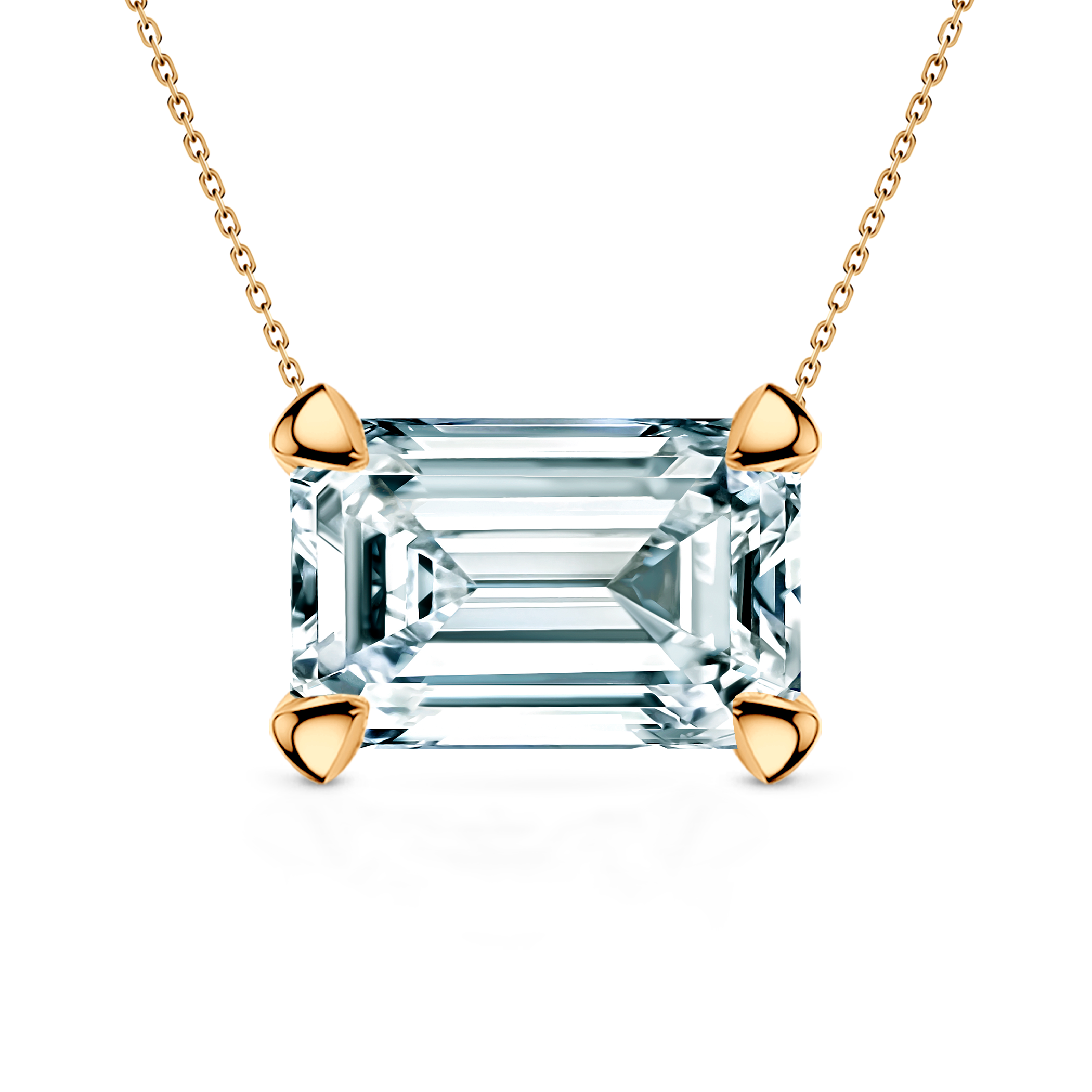 Zlatna ogrlica 585 s laboratorijskim bijelim dijamantom 0.5ct smaragdni brus 48 cm