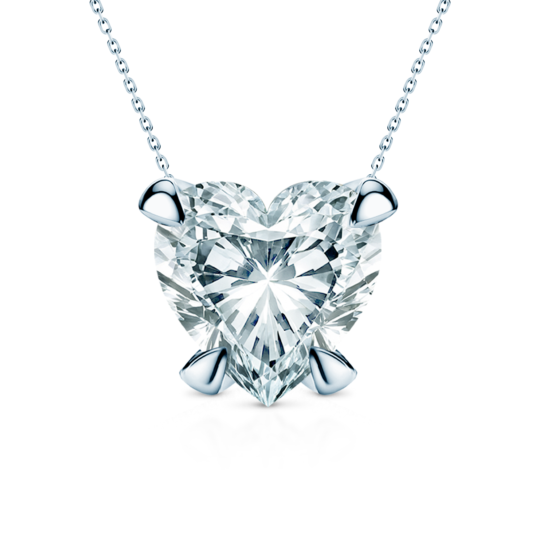 Ogrlica od bijelog zlata 585 s laboratorijskim bijelim dijamantom 0.5ct u obliku srca 48 cm
