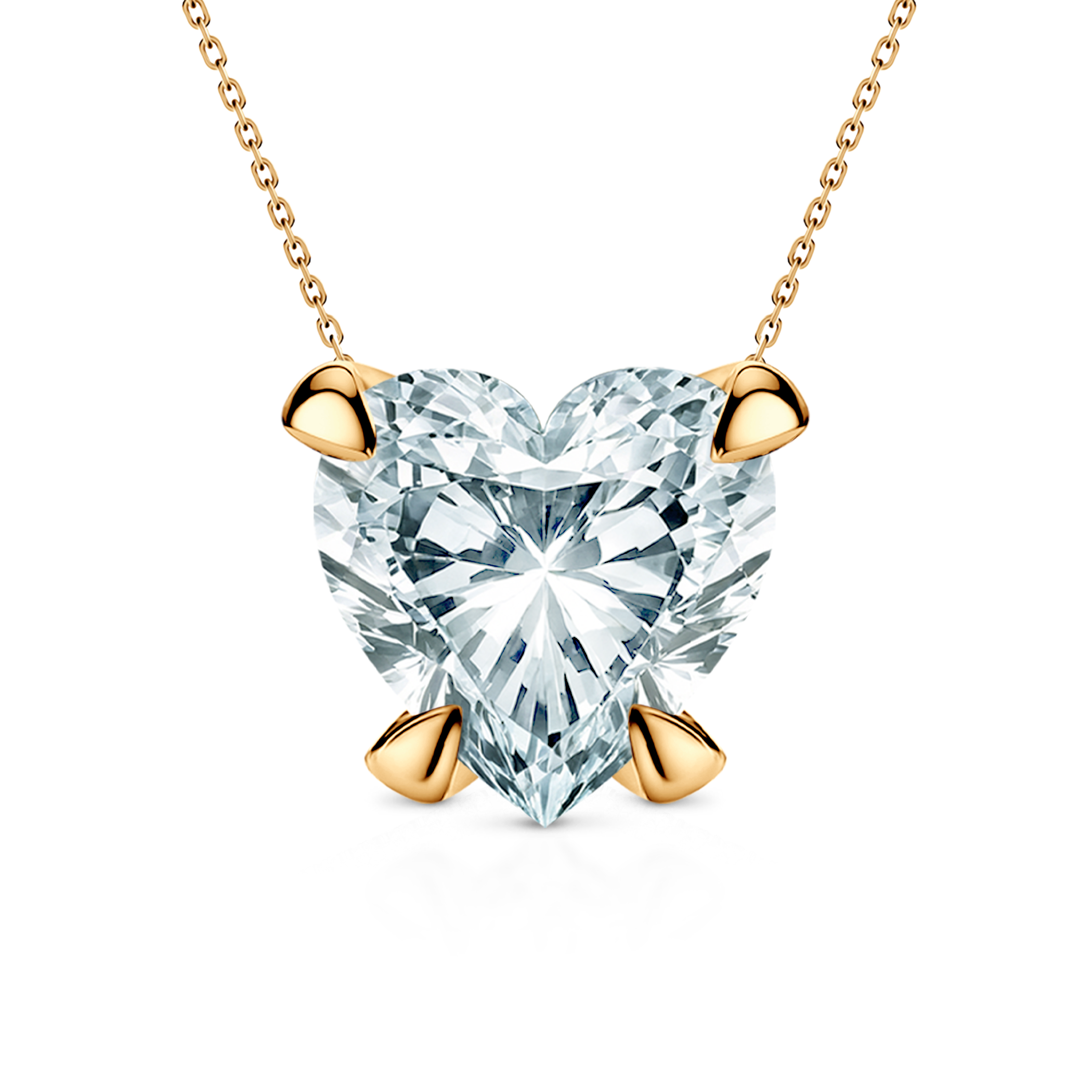 Naszyjnik złoty 585 z białym diamentem laboratoryjnym 0.5ct w szlifie serce 48 cm