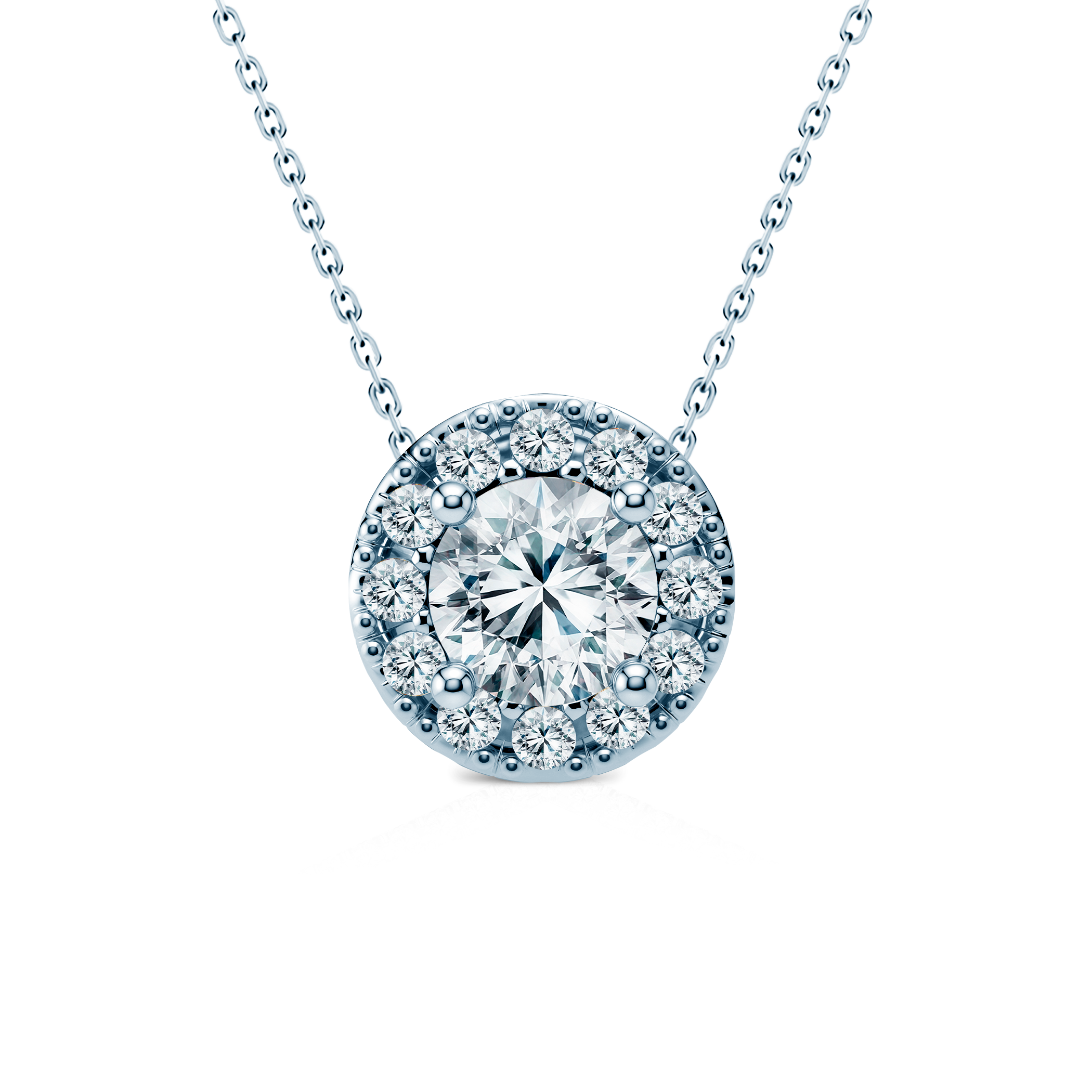 Ogrlica od bijelog zlata 585 s bijelim dijamantom 0.14ct 45 cm
