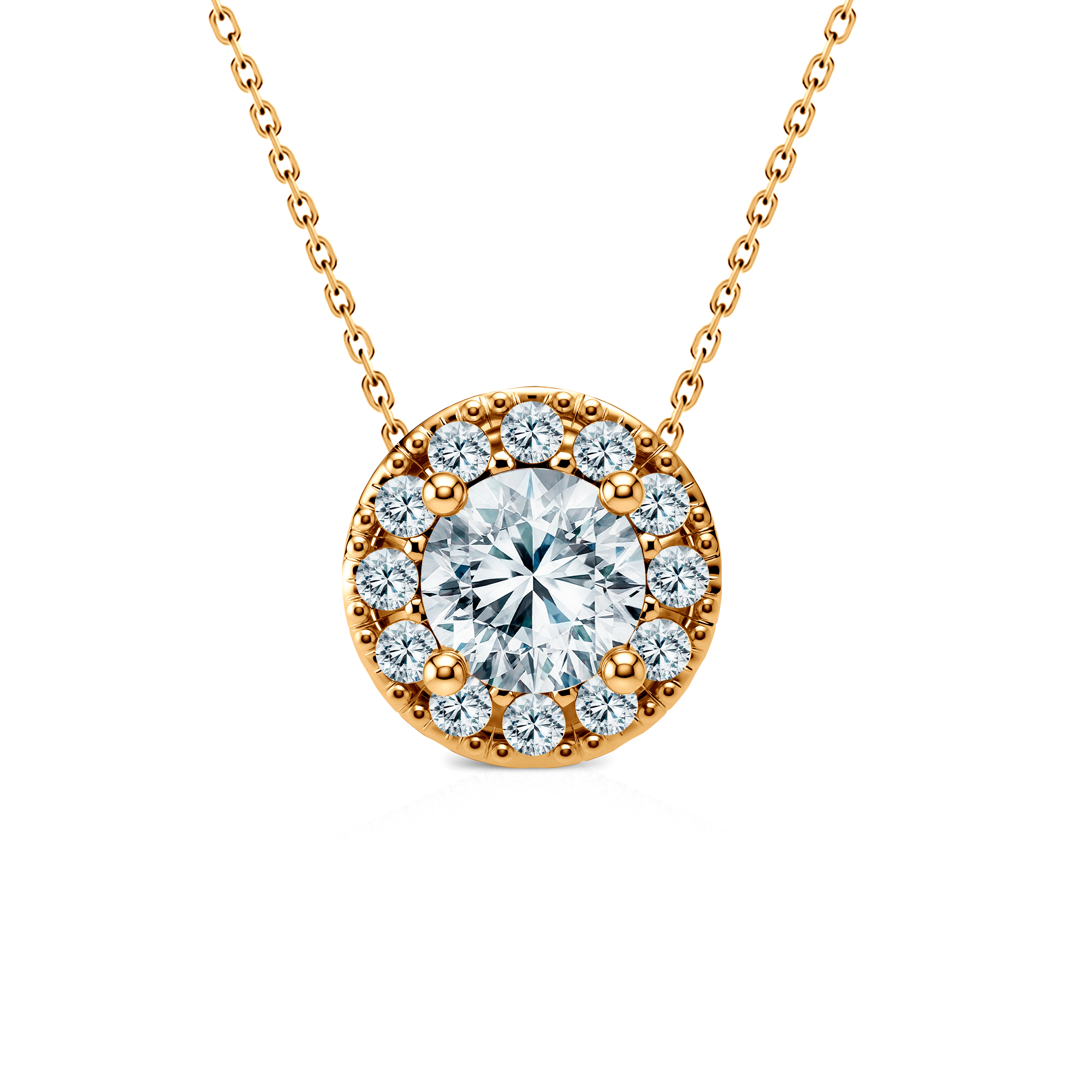 Zlatna ogrlica 585 s bijelim dijamantom 0.14ct 45 cm