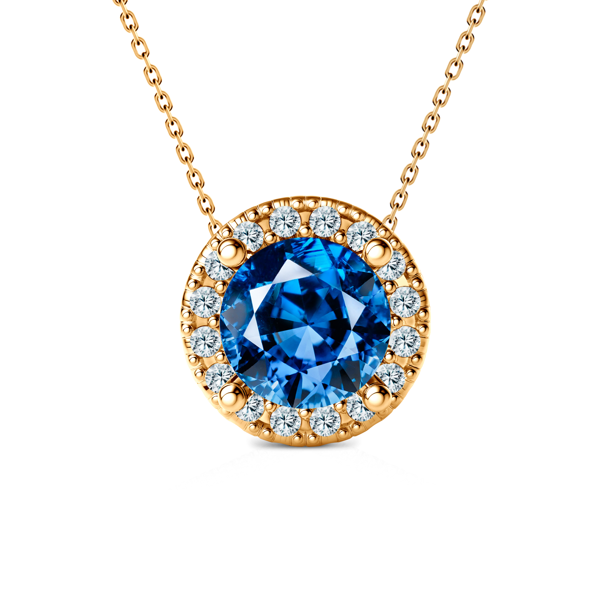 14K gold necklace with 0.5ct lab-grown blue diamond 45 cm