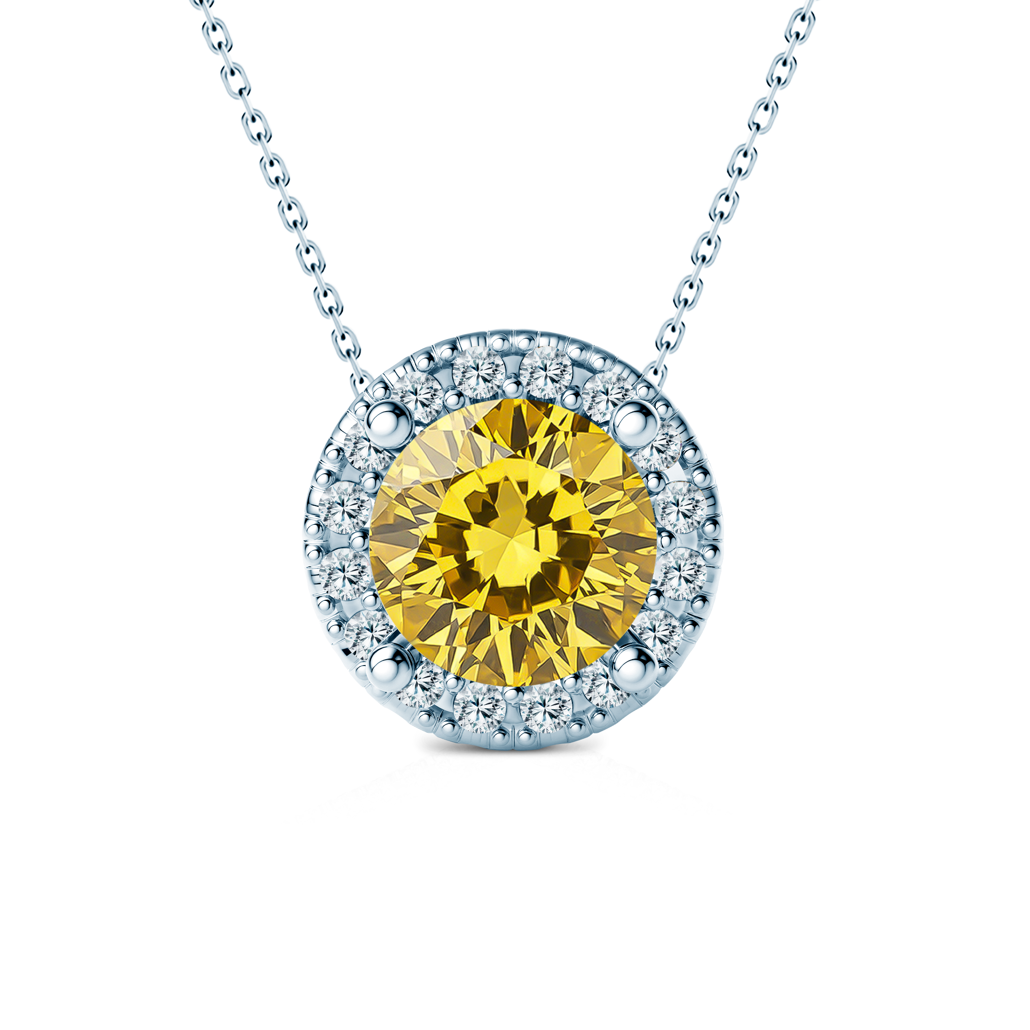 Naszyjnik z białego złota 585 z żółtym diamentem laboratoryjnym 0.5ct 45 cm