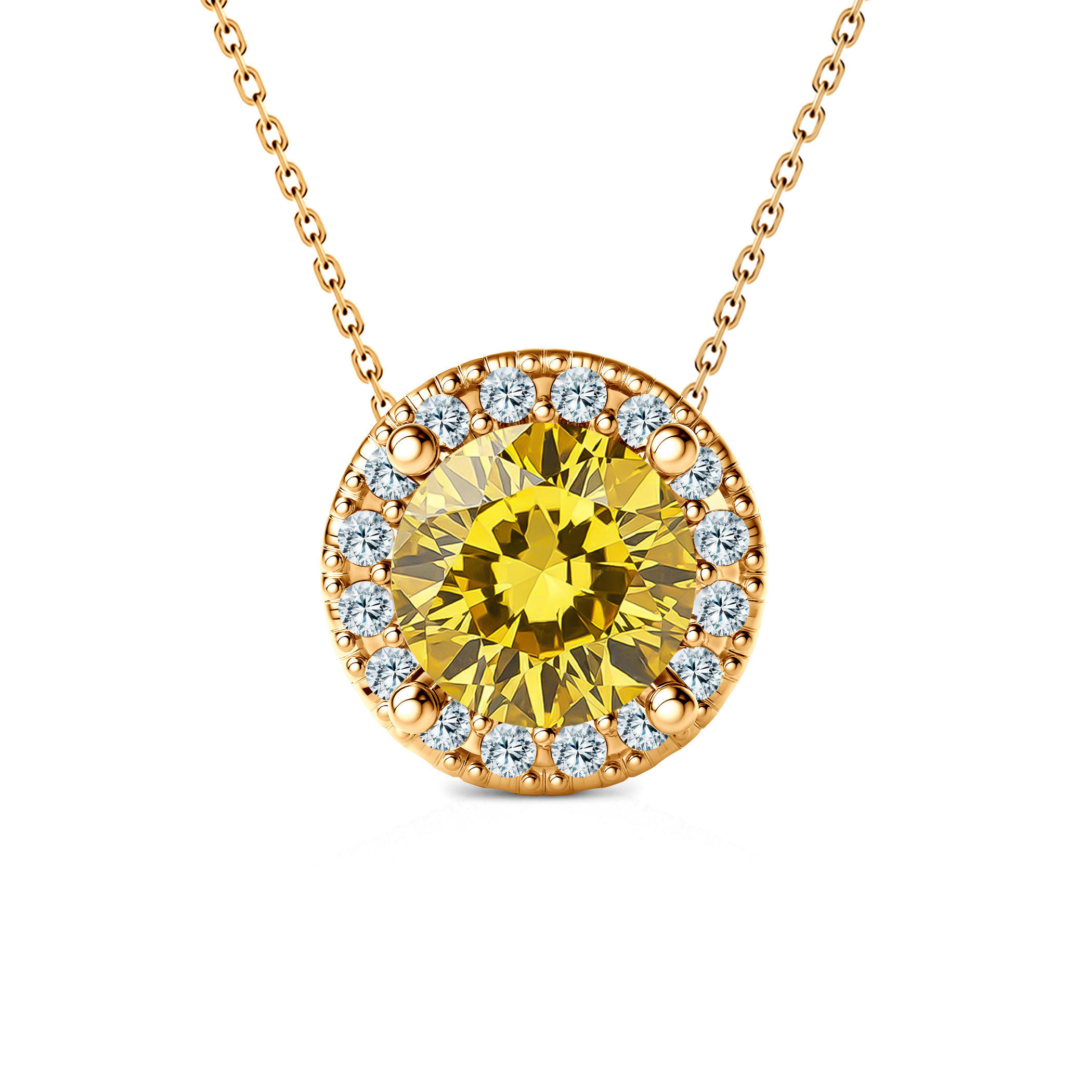 Naszyjnik złoty 585 z żółtym diamentem laboratoryjnym 0.5ct 45 cm