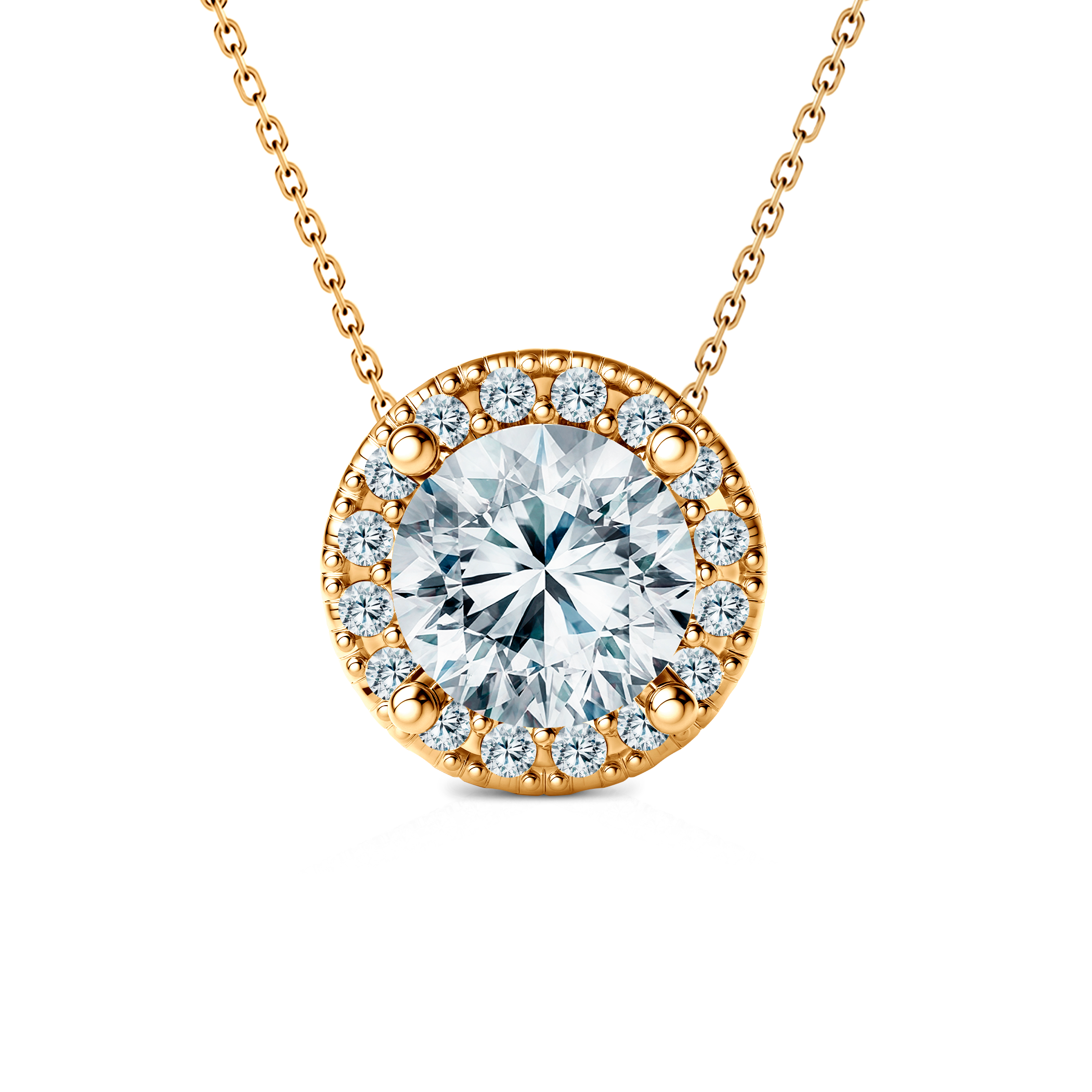Halskette mit weißem Labordiamanten 0,5 ct 585er Gold 45 cm