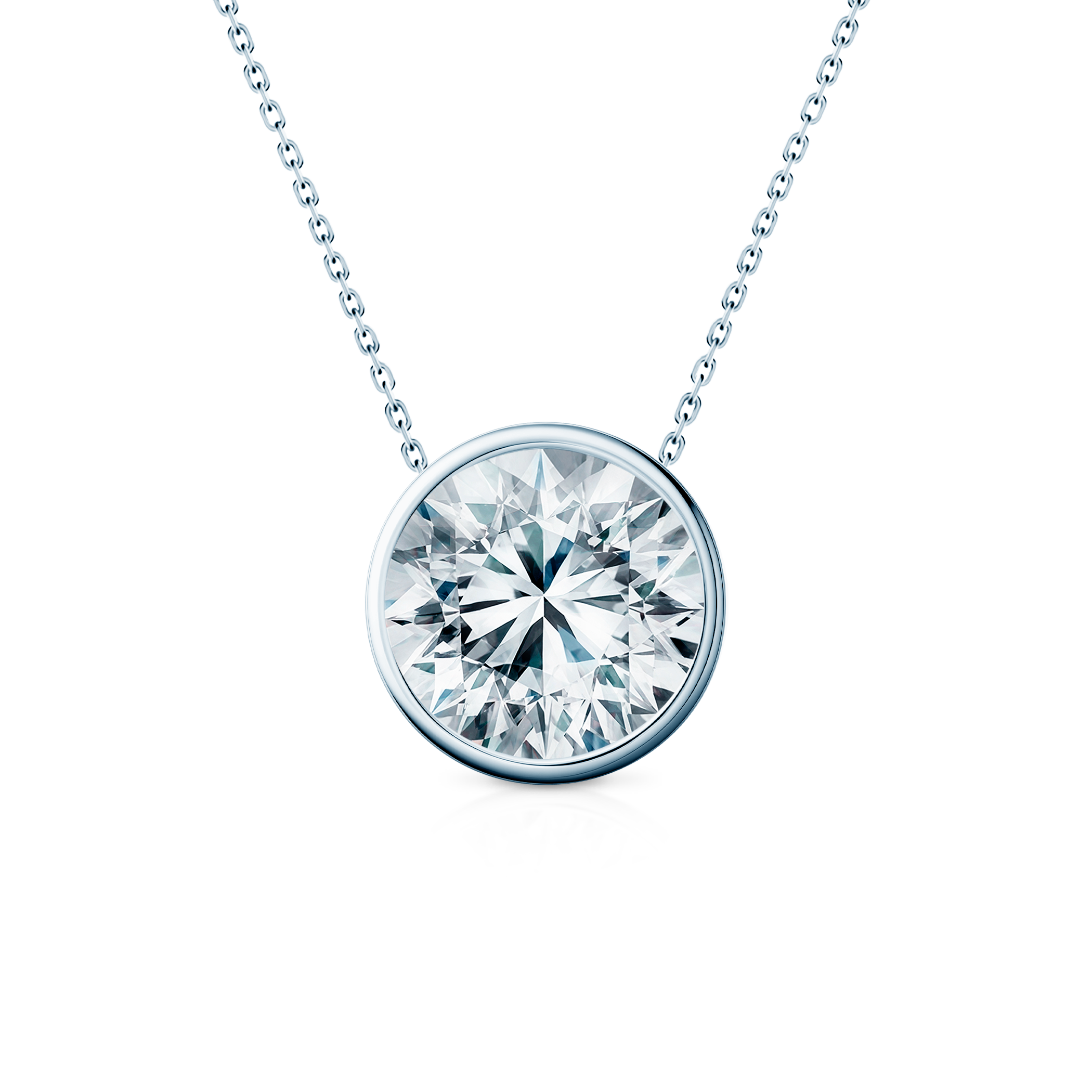 Naszyjnik z białego złota 585 z białym diamentem 0.1ct 45 cm
