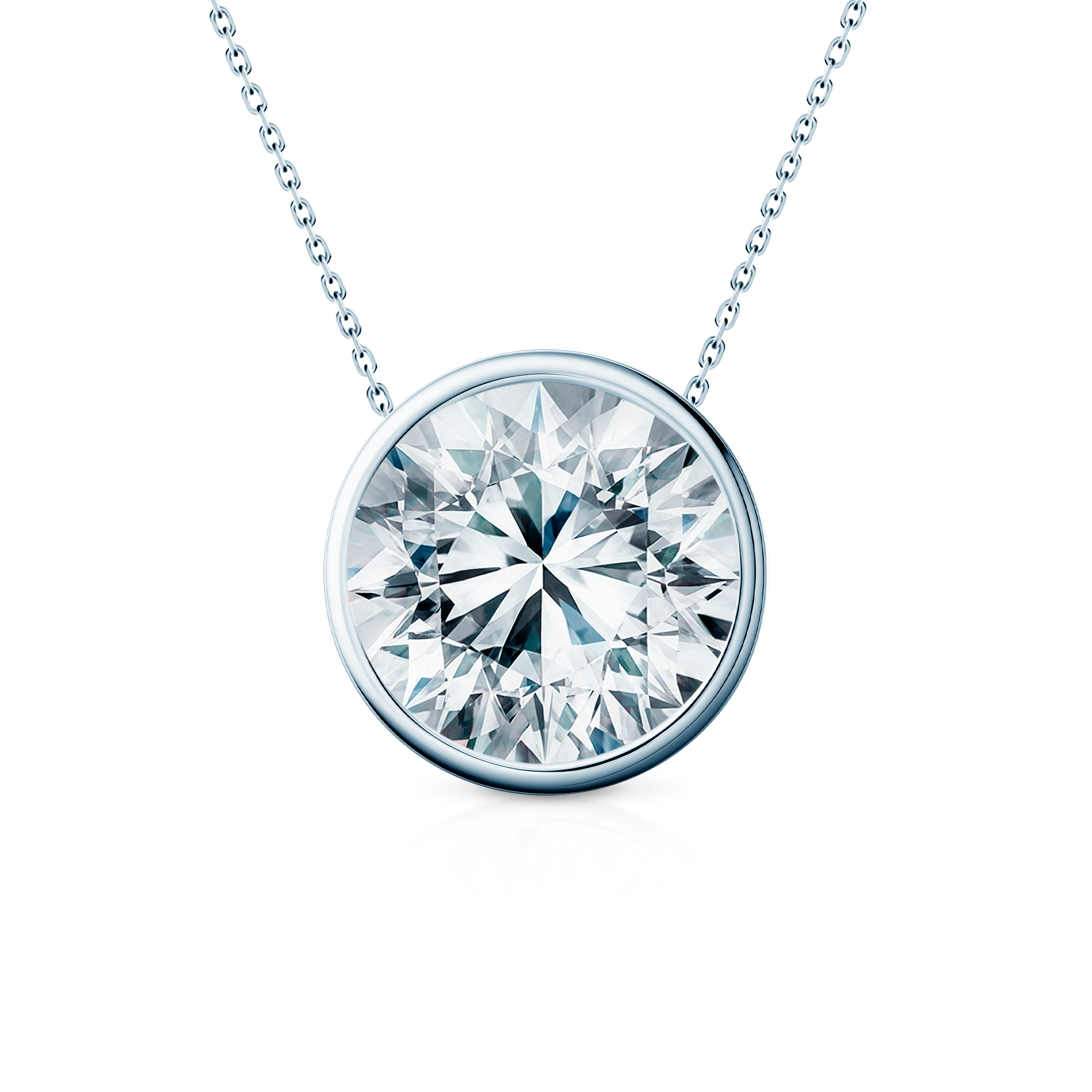 Naszyjnik z białego złota 585 z białym diamentem laboratoryjnym 0.5ct 45 cm