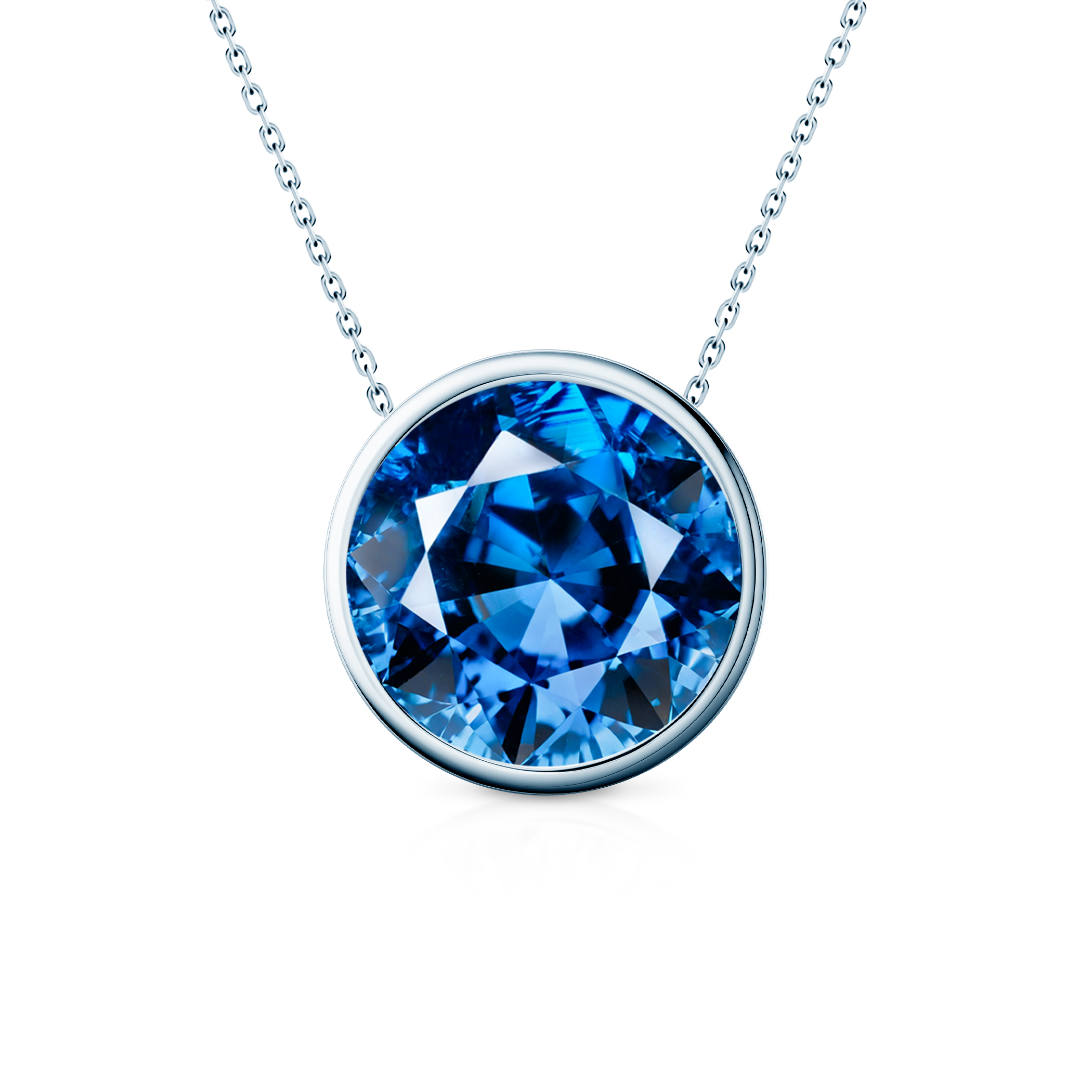 Naszyjnik z białego złota 585 z niebieskim diamentem laboratoryjnym 0.5ct 45 cm