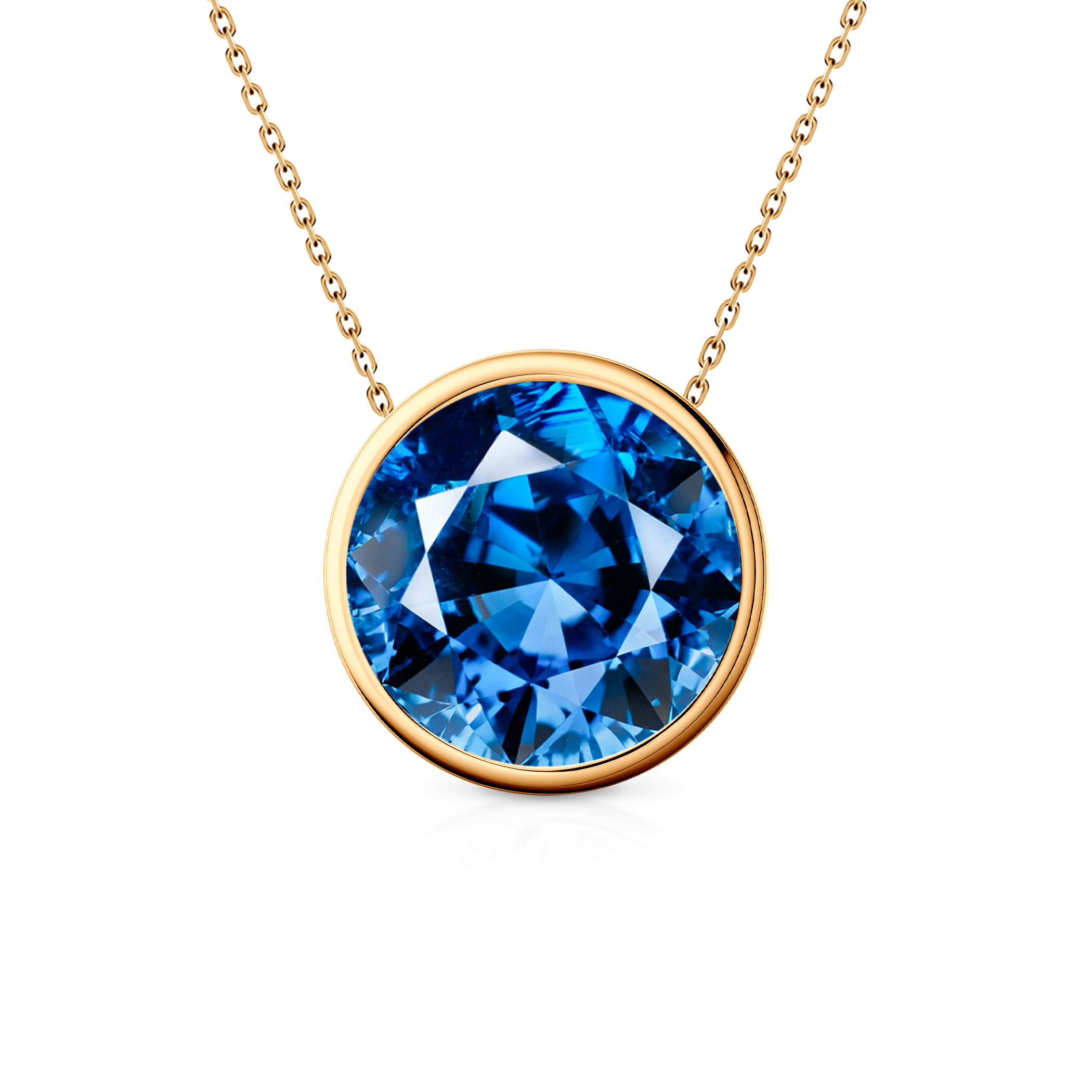 Naszyjnik złoty 585 z niebieskim diamentem laboratoryjnym 0.5ct 45 cm