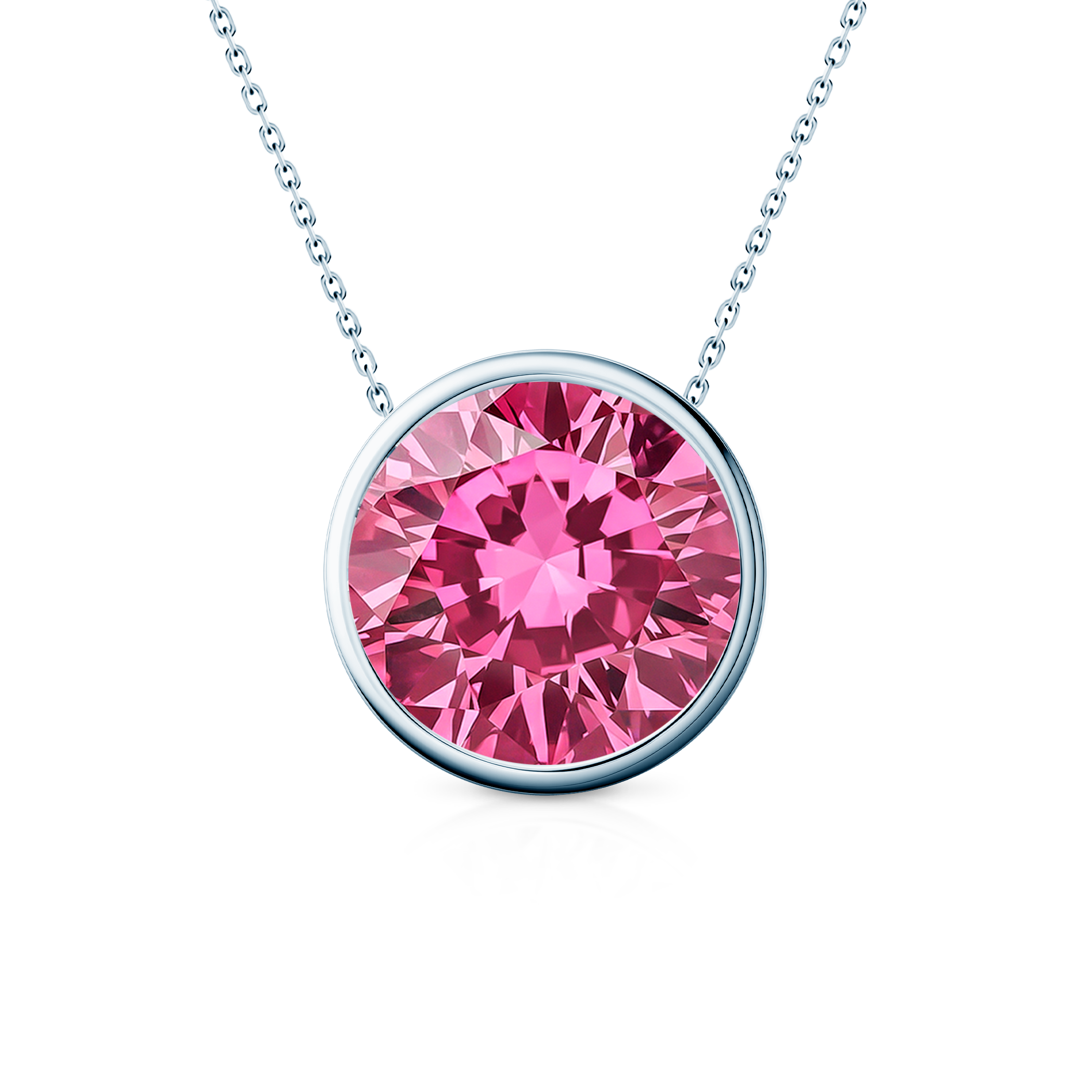 Naszyjnik z białego złota 585 z różowym diamentam laboratoryjnym 0.5ct 45 cm