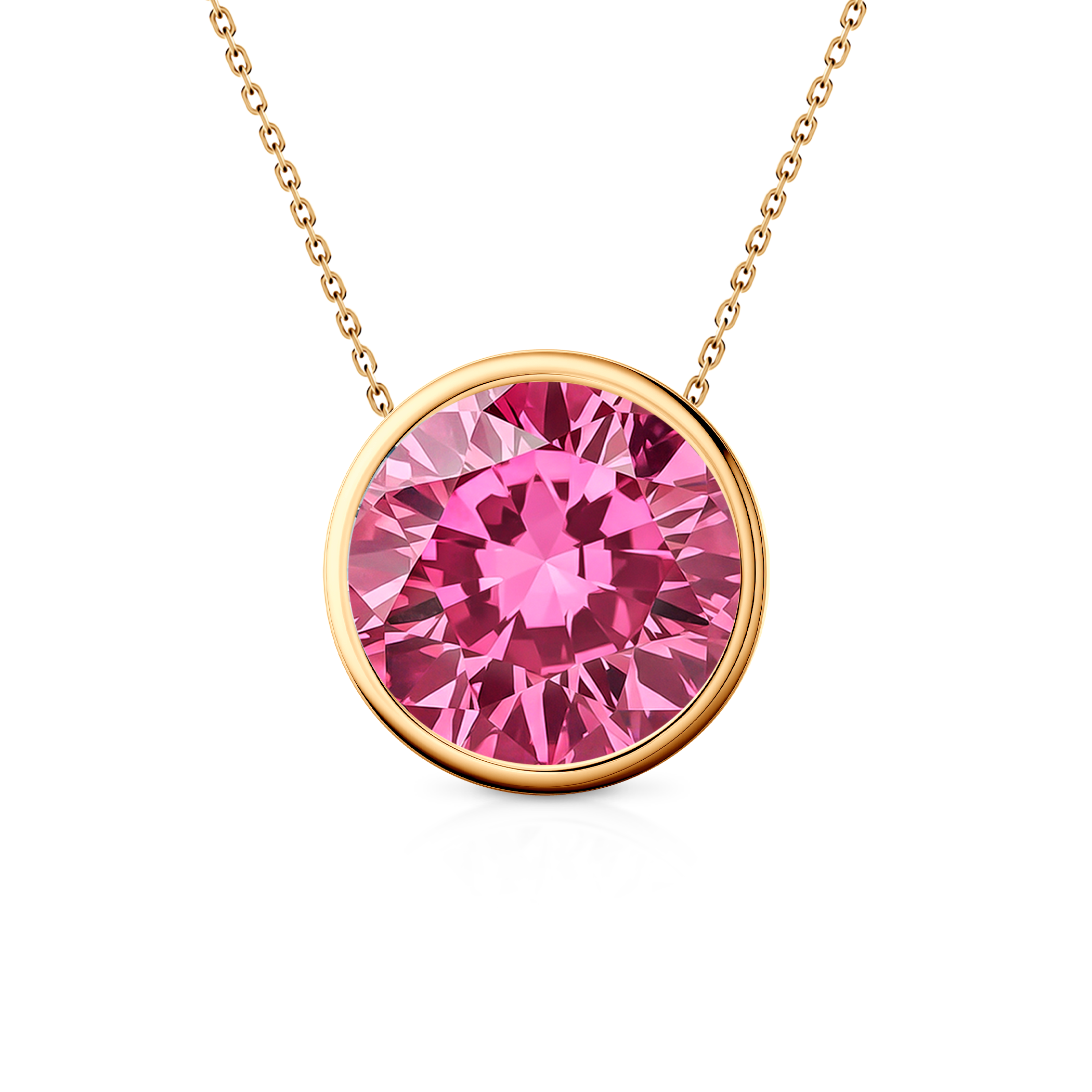 Naszyjnik złoty 585 z różowym diamentam laboratoryjnym 0.5ct 45 cm