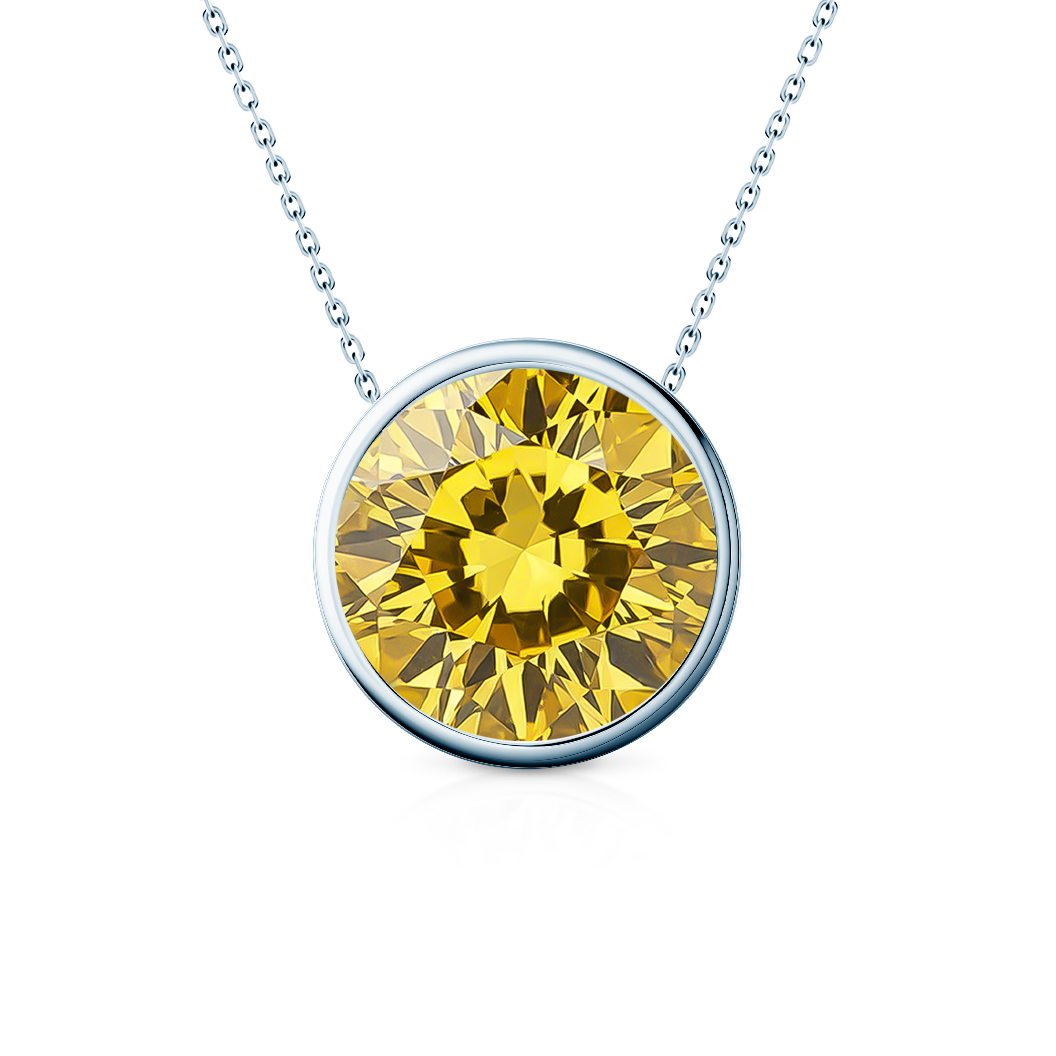 Naszyjnik z białego złota 585 z żółtym diamentem laboratoryjnym 0.5ct 45 cm