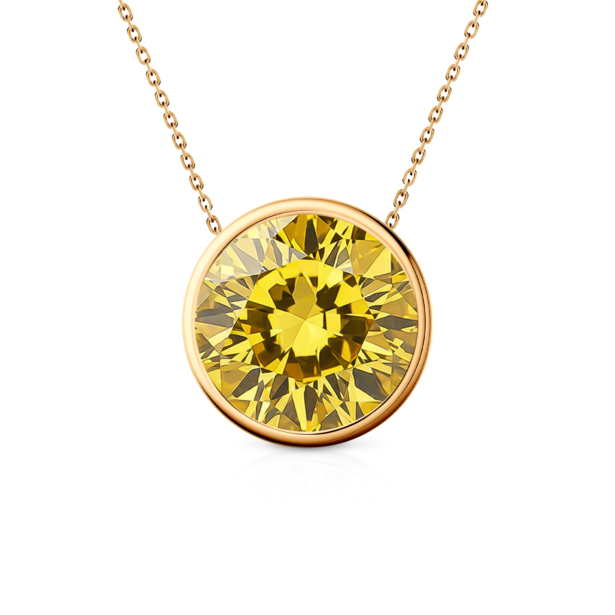 Naszyjnik złoty 585 z żółtym diamentem laboratoryjnym 0.5ct 45 cm