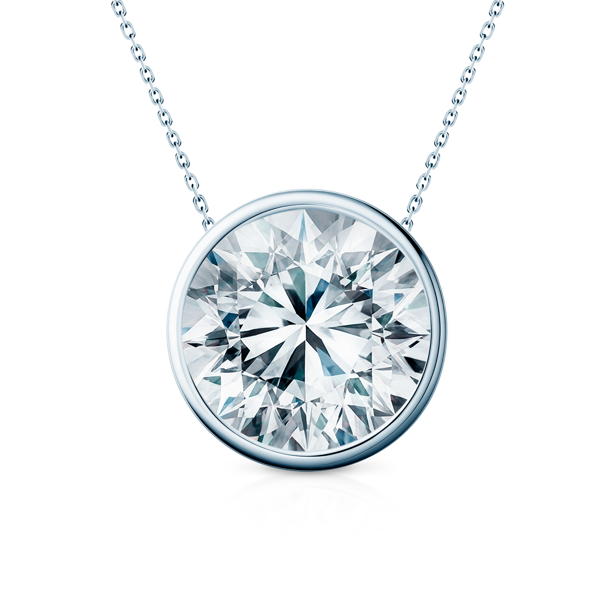 Naszyjnik z białego złota 585 z białym diamentem laboratoryjnym 1ct 45 cm