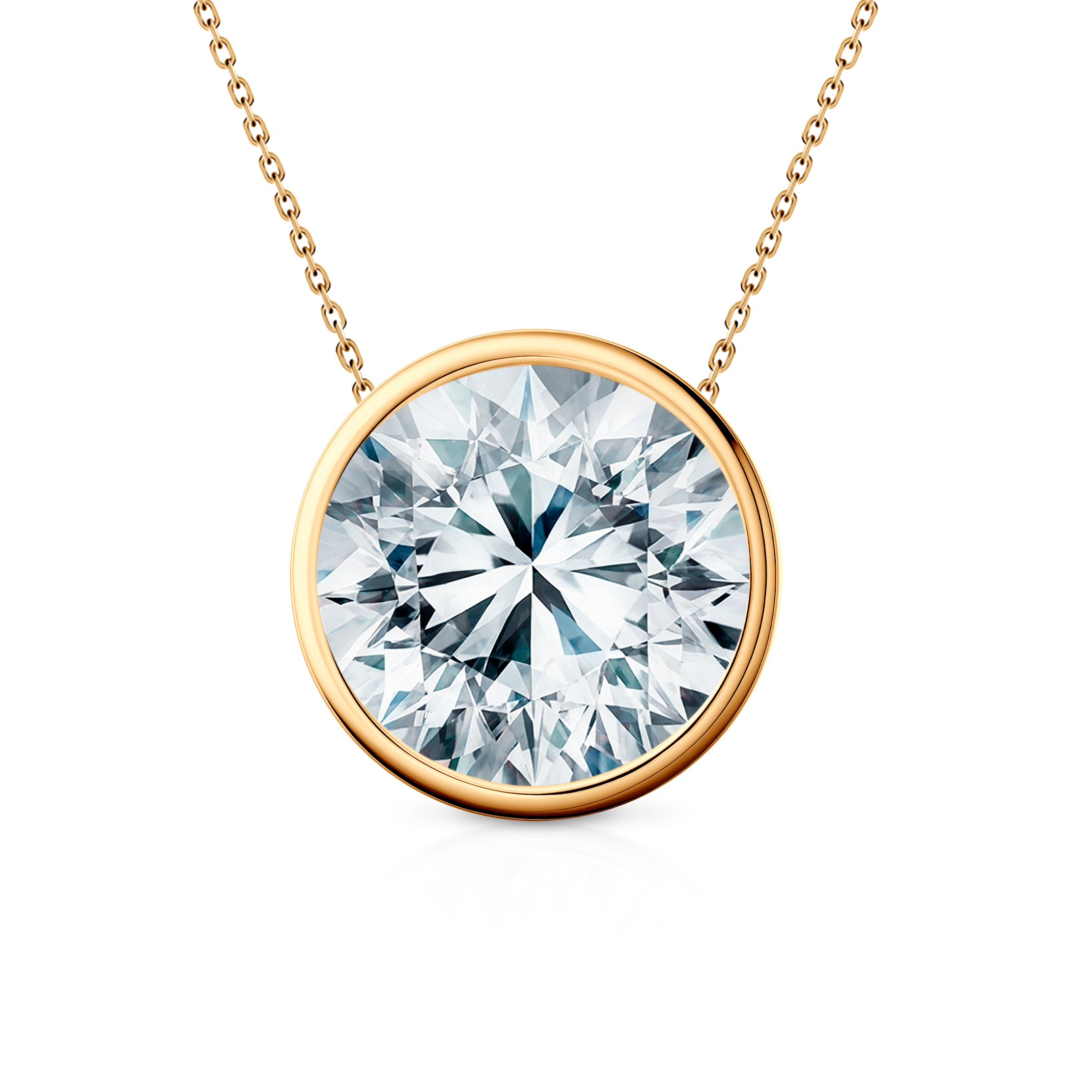 Naszyjnik złoty 585 z białym diamentem laboratoryjnym 1ct 45 cm