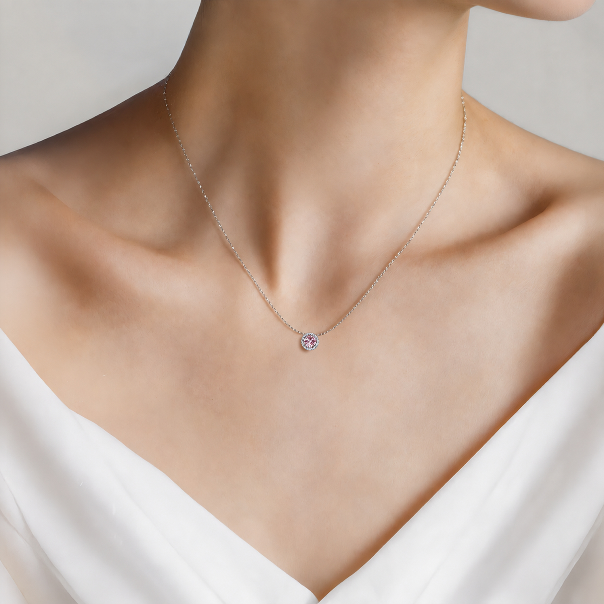 Ogrlica od bijelog zlata 585 s laboratorijskim ružičastim dijamantom 0.5ct 45 cm - 3