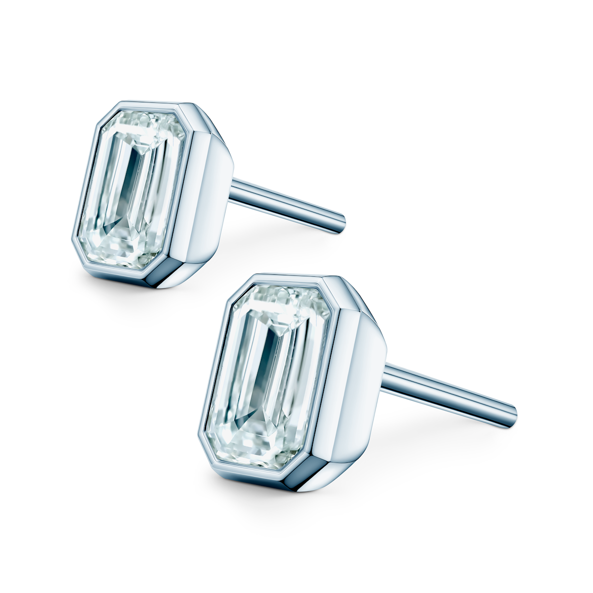 Pure earrings: white gold, lab-grown diamonds, emerald cut - 3