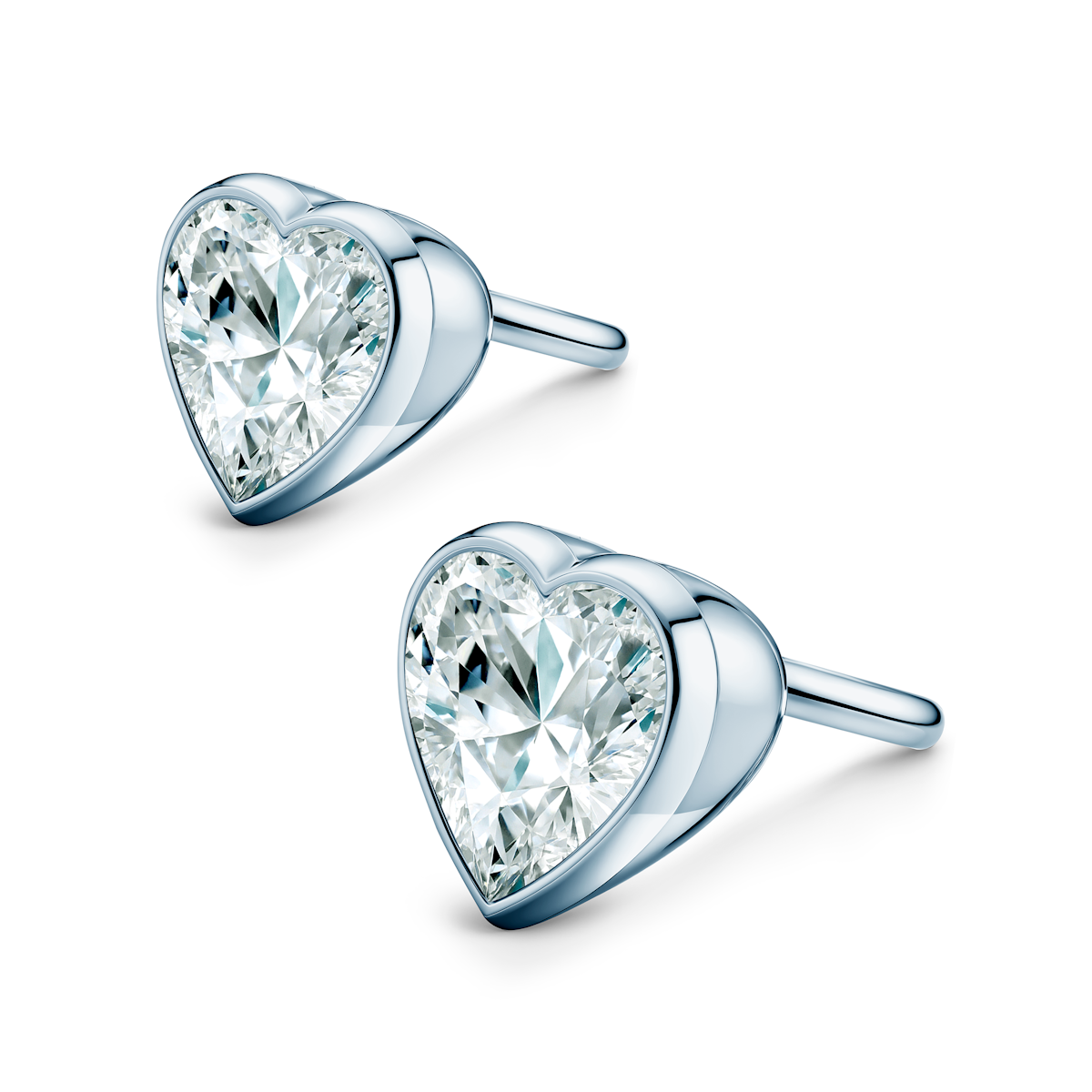 Pure earrings: white gold, lab-grown diamonds, heart cut - 3