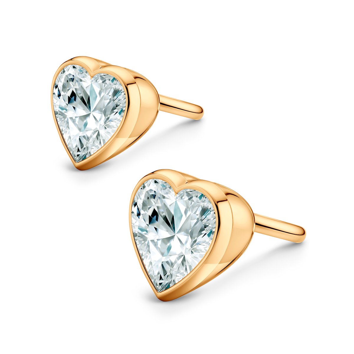 Pure earrings: yellow gold, lab-grown diamonds, heart cut - 3