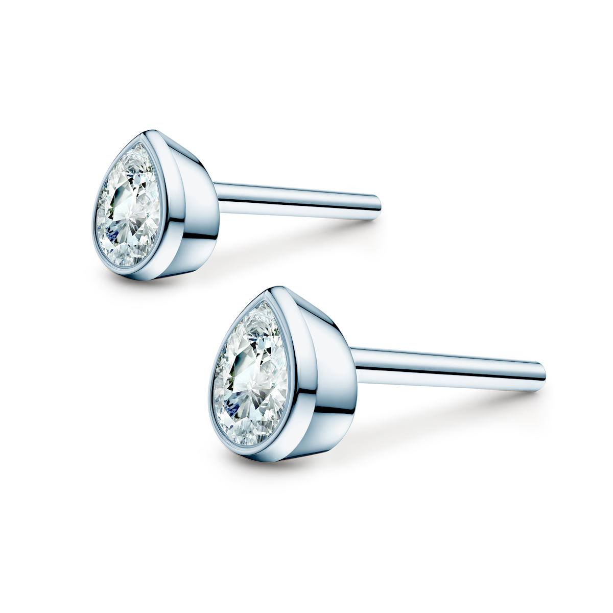 Pure earrings: white gold, diamonds - 3