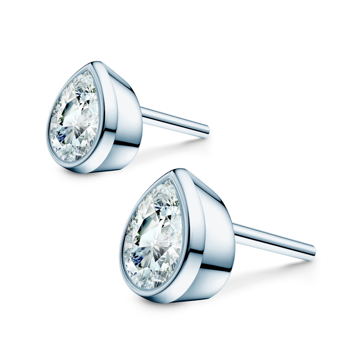 Pure earrings: white gold, lab-grown diamonds, pear cut - 3