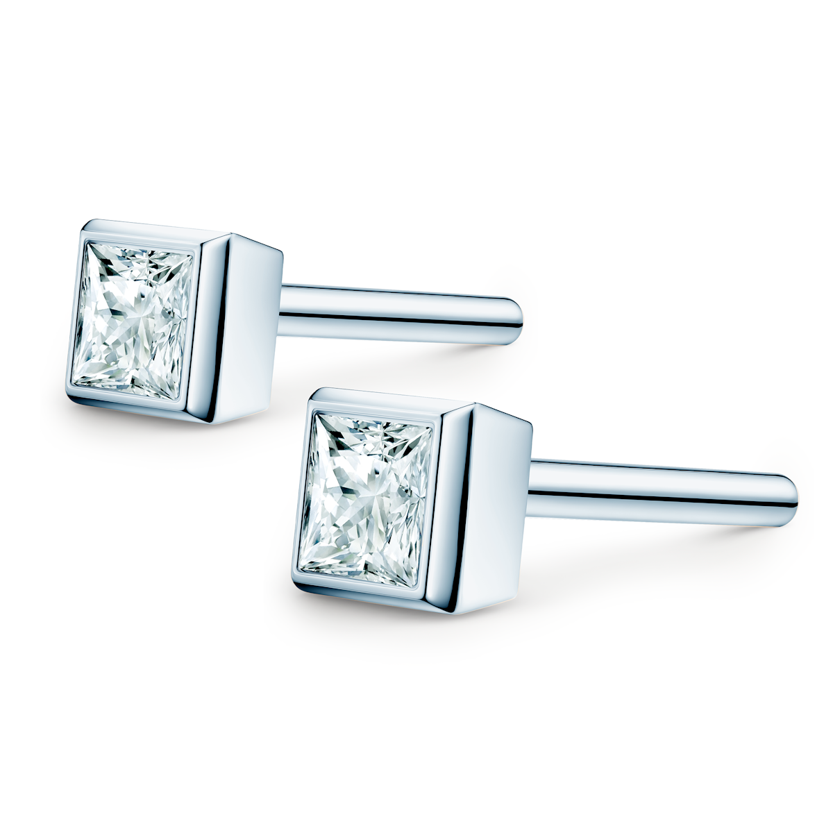 Pure earrings: white gold, diamonds - 3
